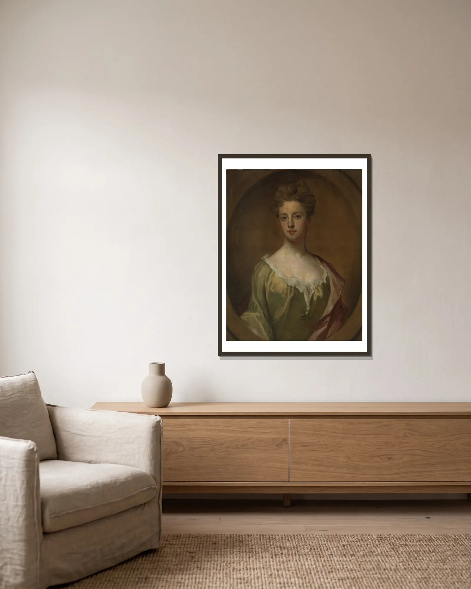 Lady Mary Berkeley av Sir Godfrey Kneller inramad på en vägg