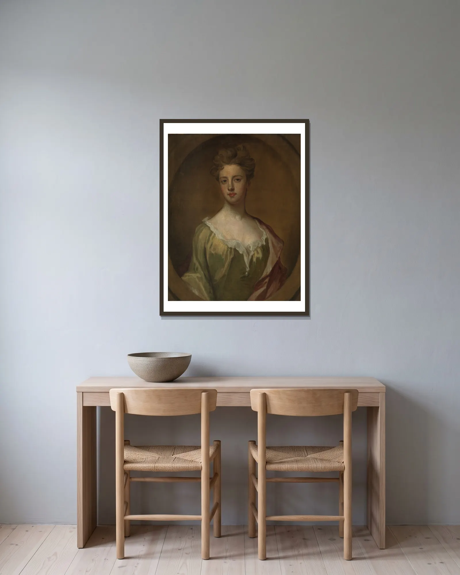 Lady Mary Berkeley av Sir Godfrey Kneller inramad på en vägg