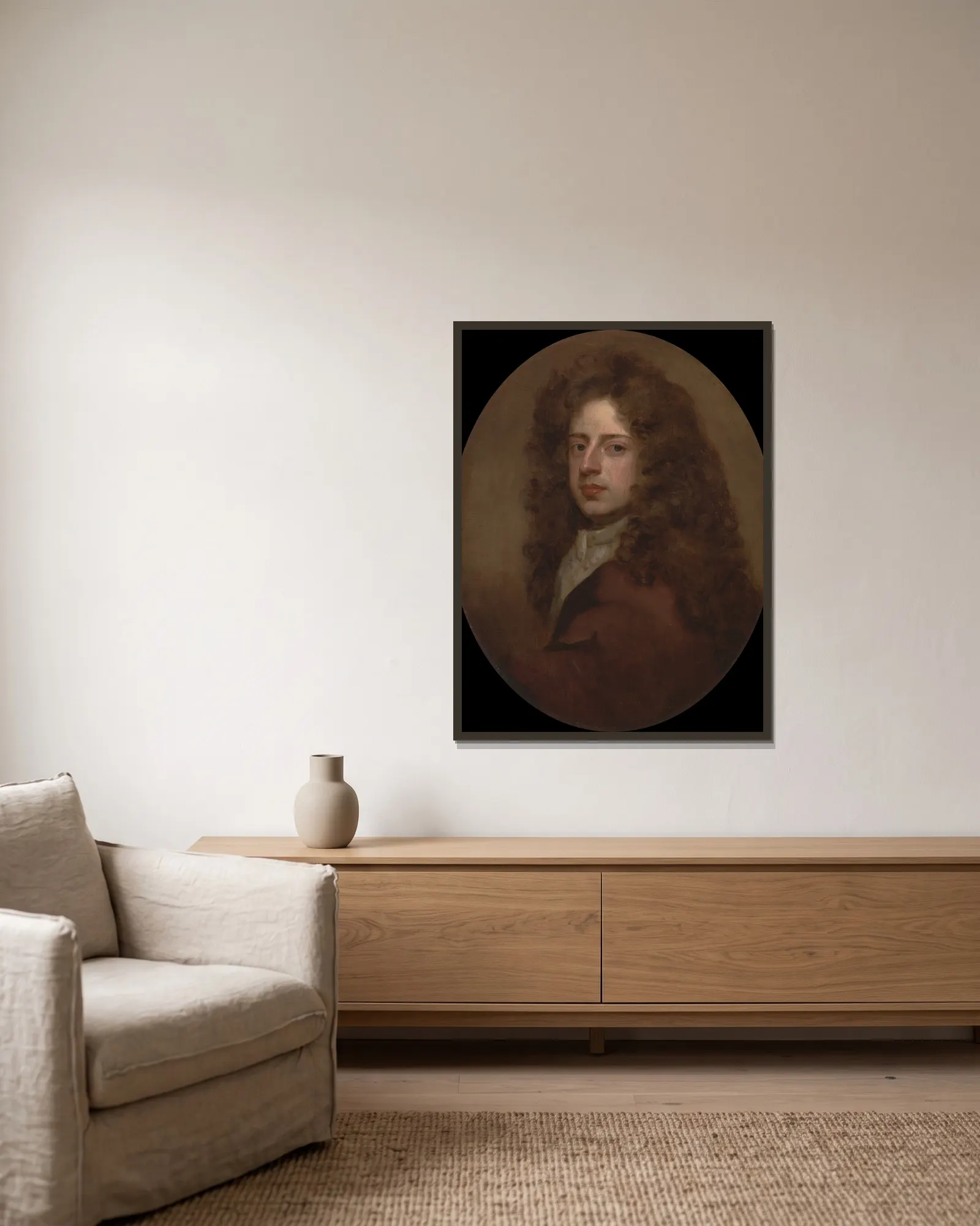 Self-Portrait av Sir Godfrey Kneller inramad på en vägg