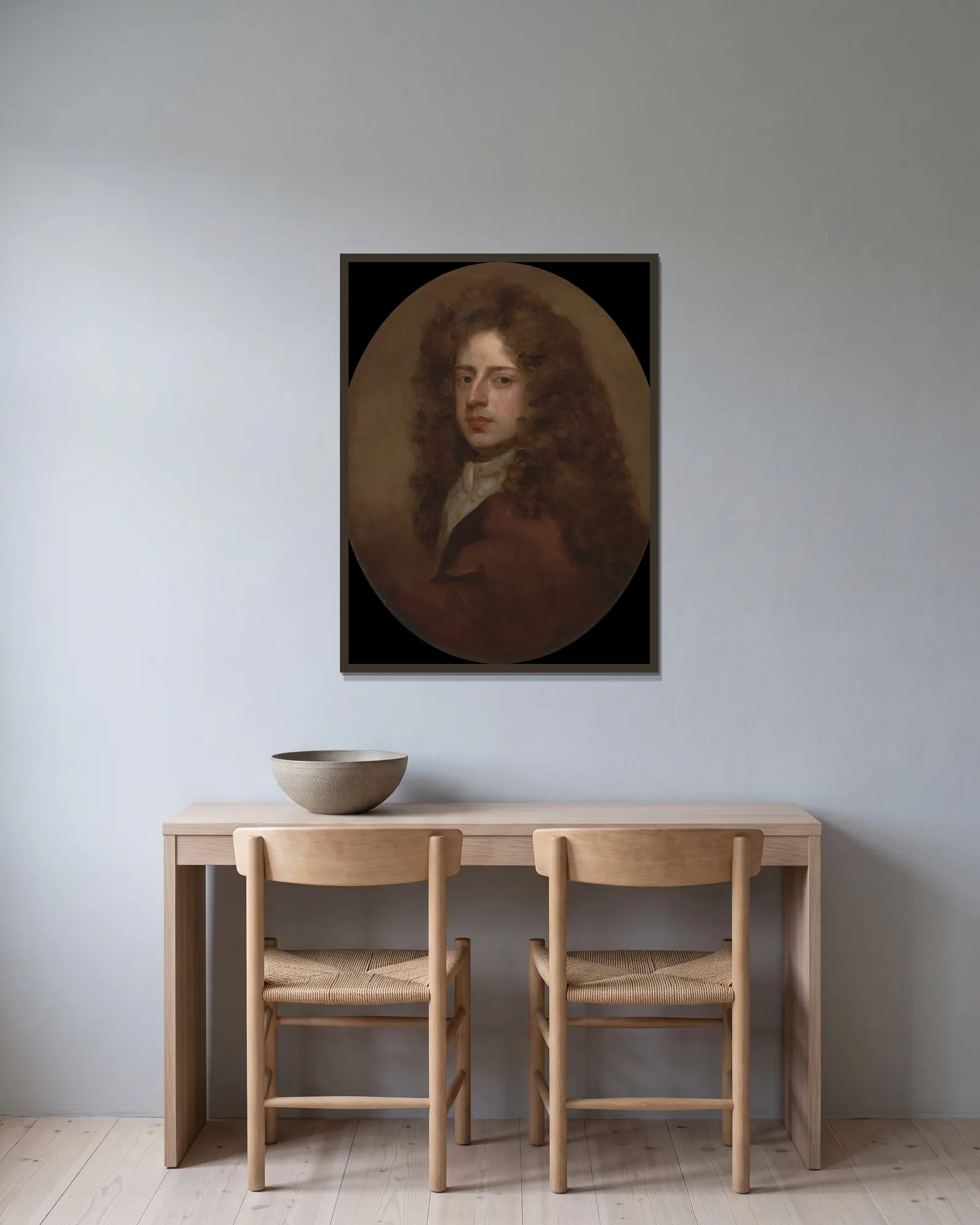 Self-Portrait av Sir Godfrey Kneller inramad på en vägg