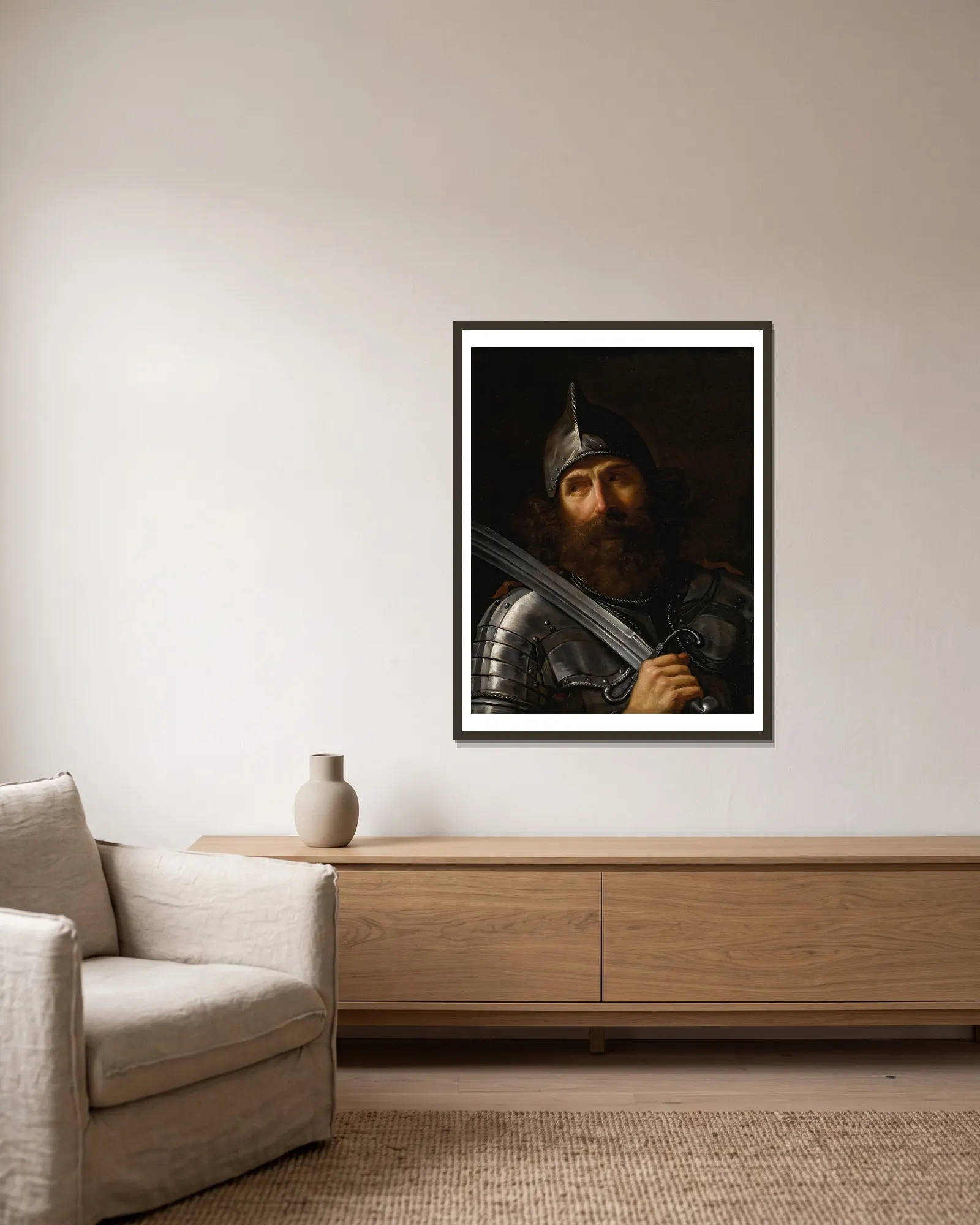 Mars av Guercino inramad på en vägg