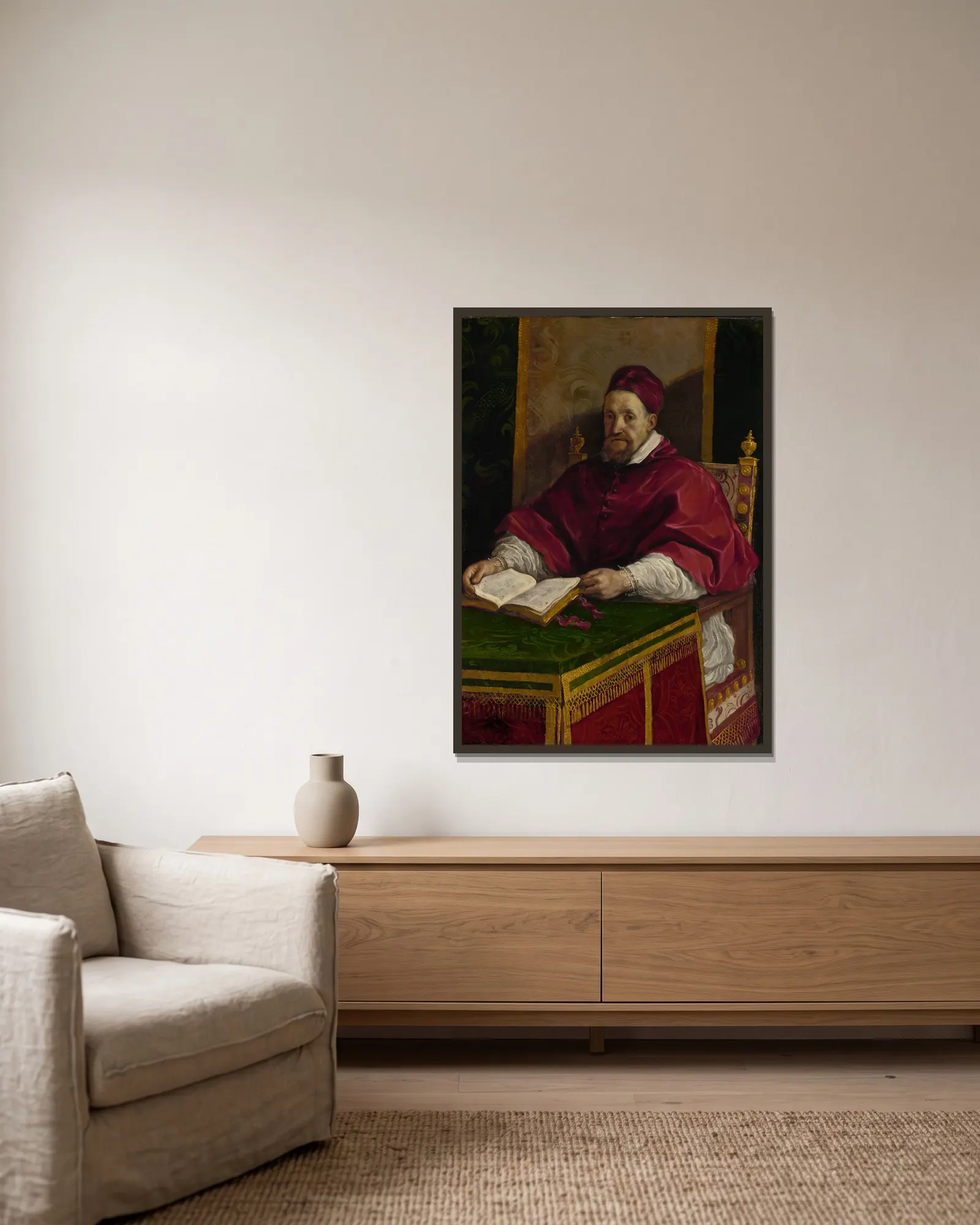 Pope Gregory XV av Guercino inramad på en vägg
