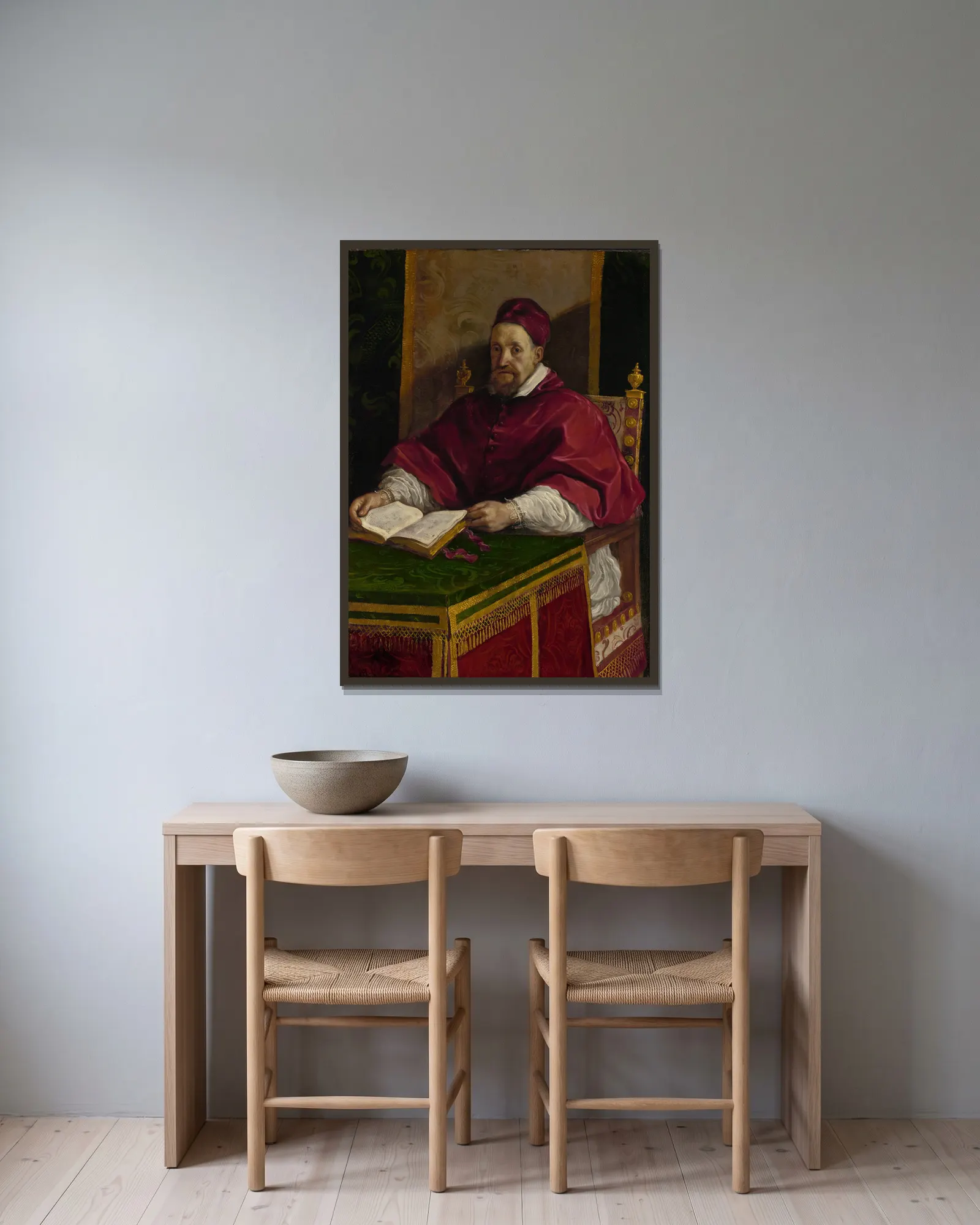 Pope Gregory XV av Guercino inramad på en vägg