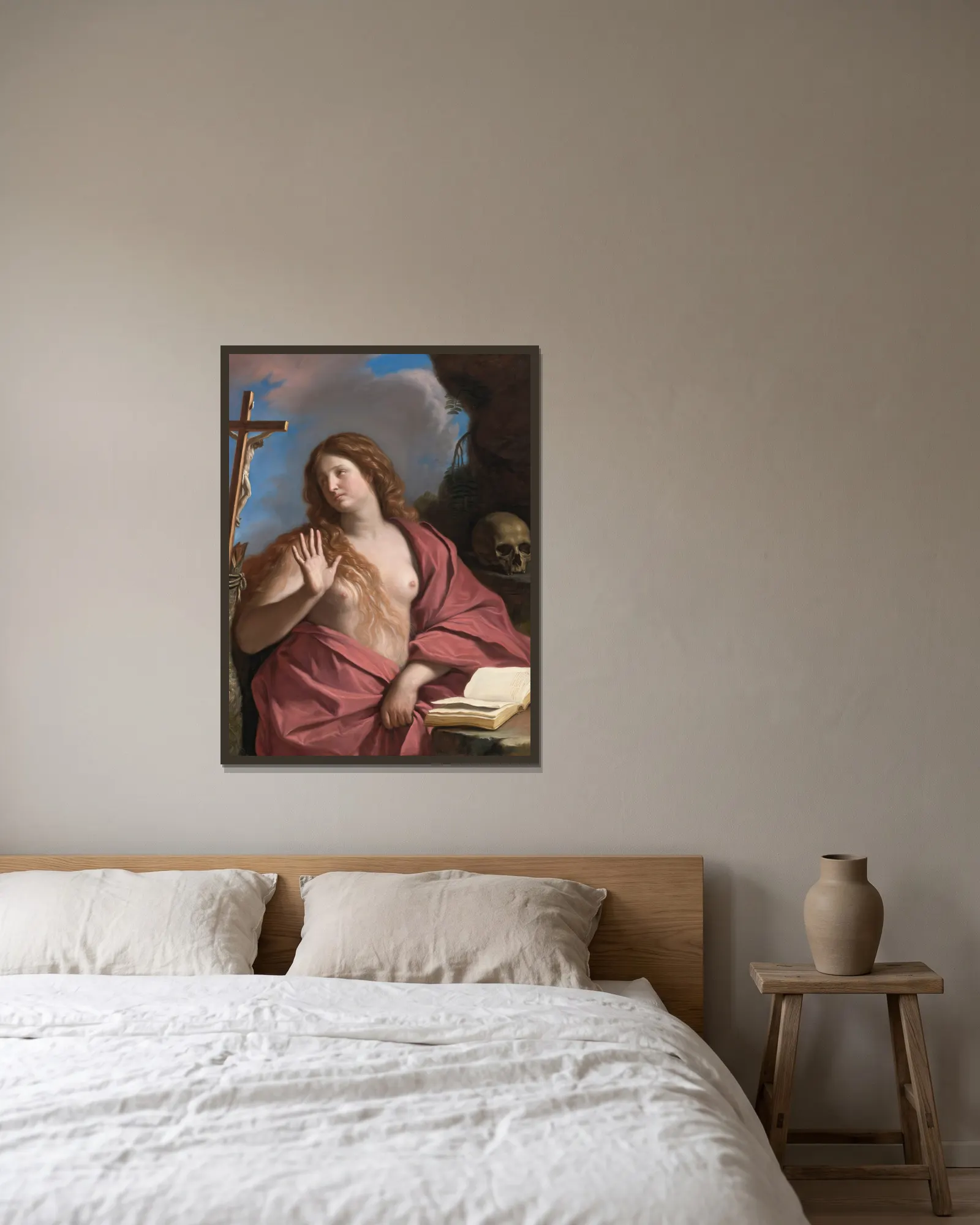 The Penitent Magdalene av Guercino inramad på en vägg