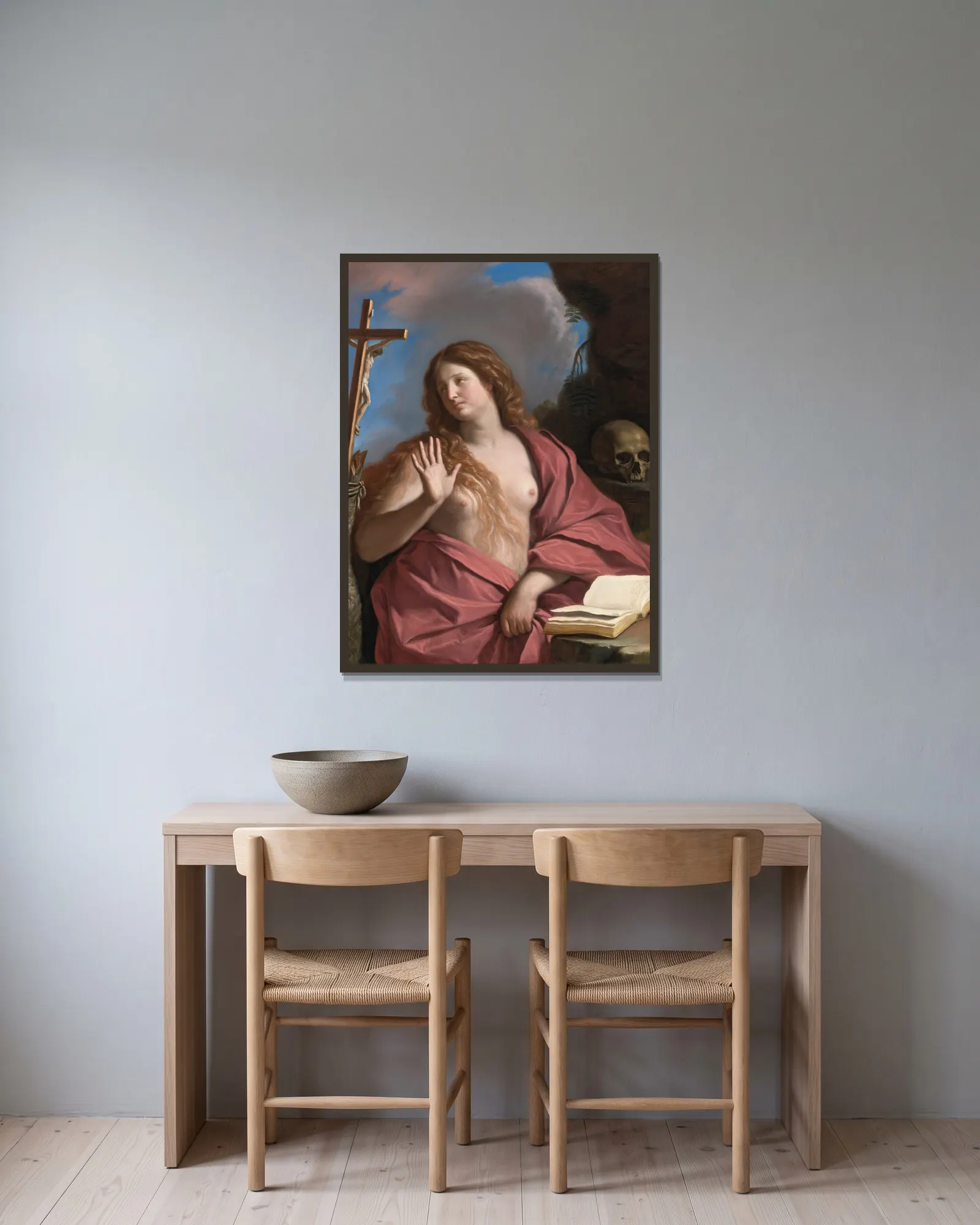 The Penitent Magdalene av Guercino inramad på en vägg