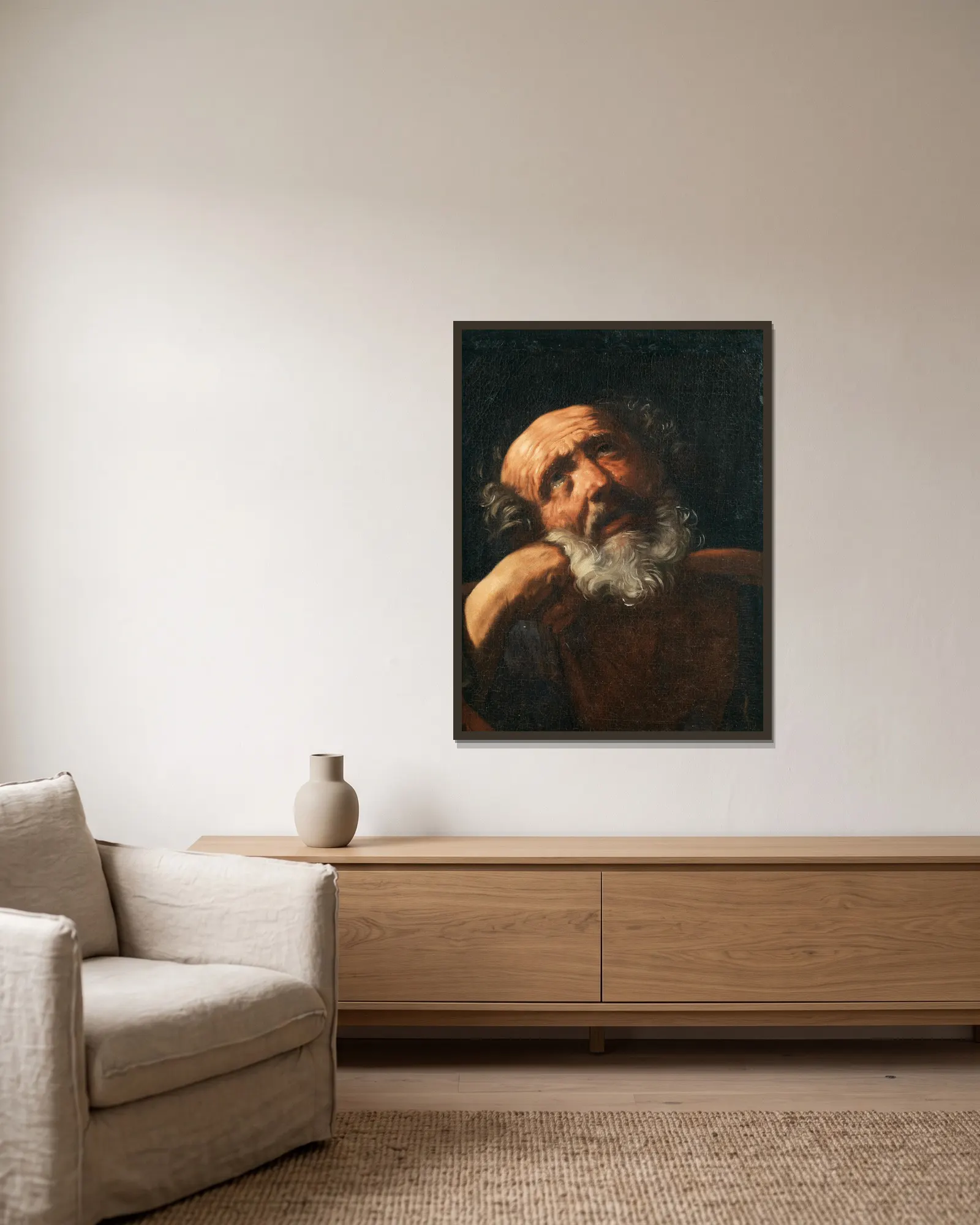 Saint Peter av Guido Reni inramad på en vägg
