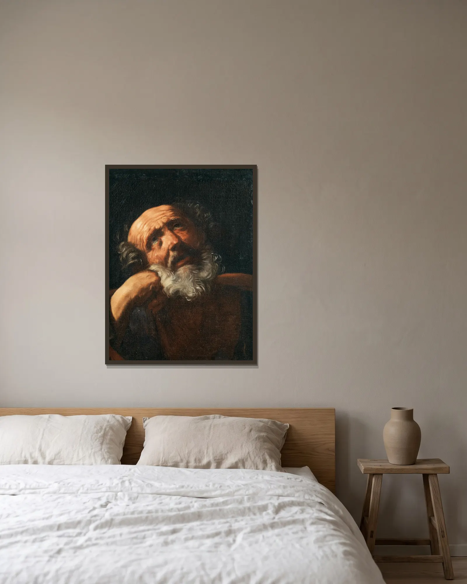 Saint Peter av Guido Reni inramad på en vägg