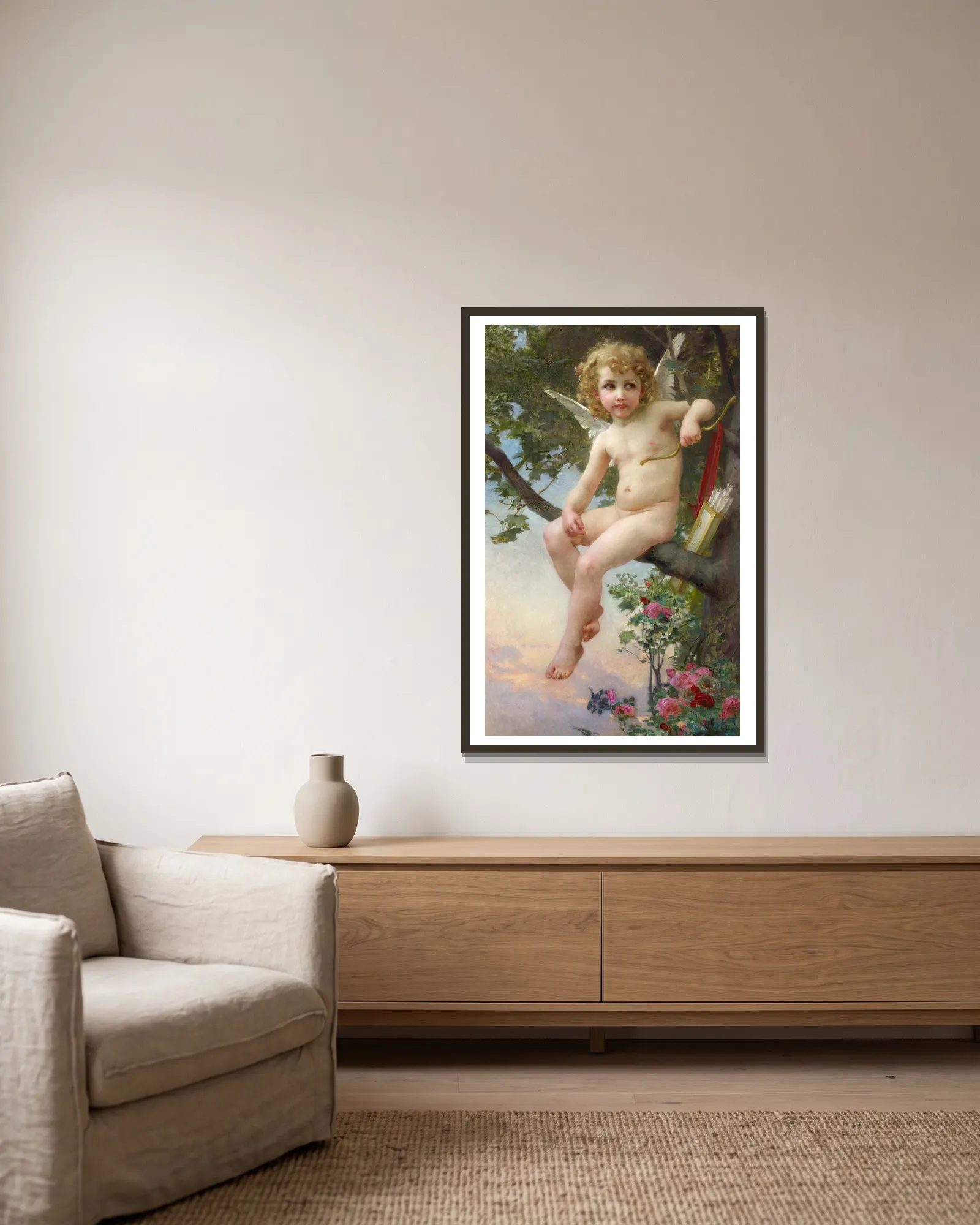 Cupid av Guillaume Seignac inramad på en vägg