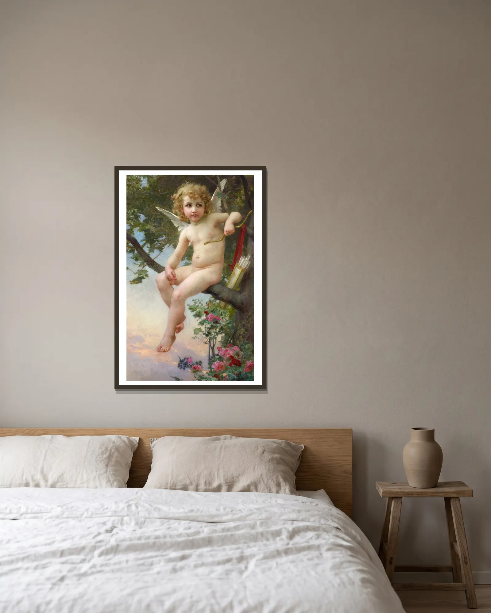 Cupid av Guillaume Seignac inramad på en vägg