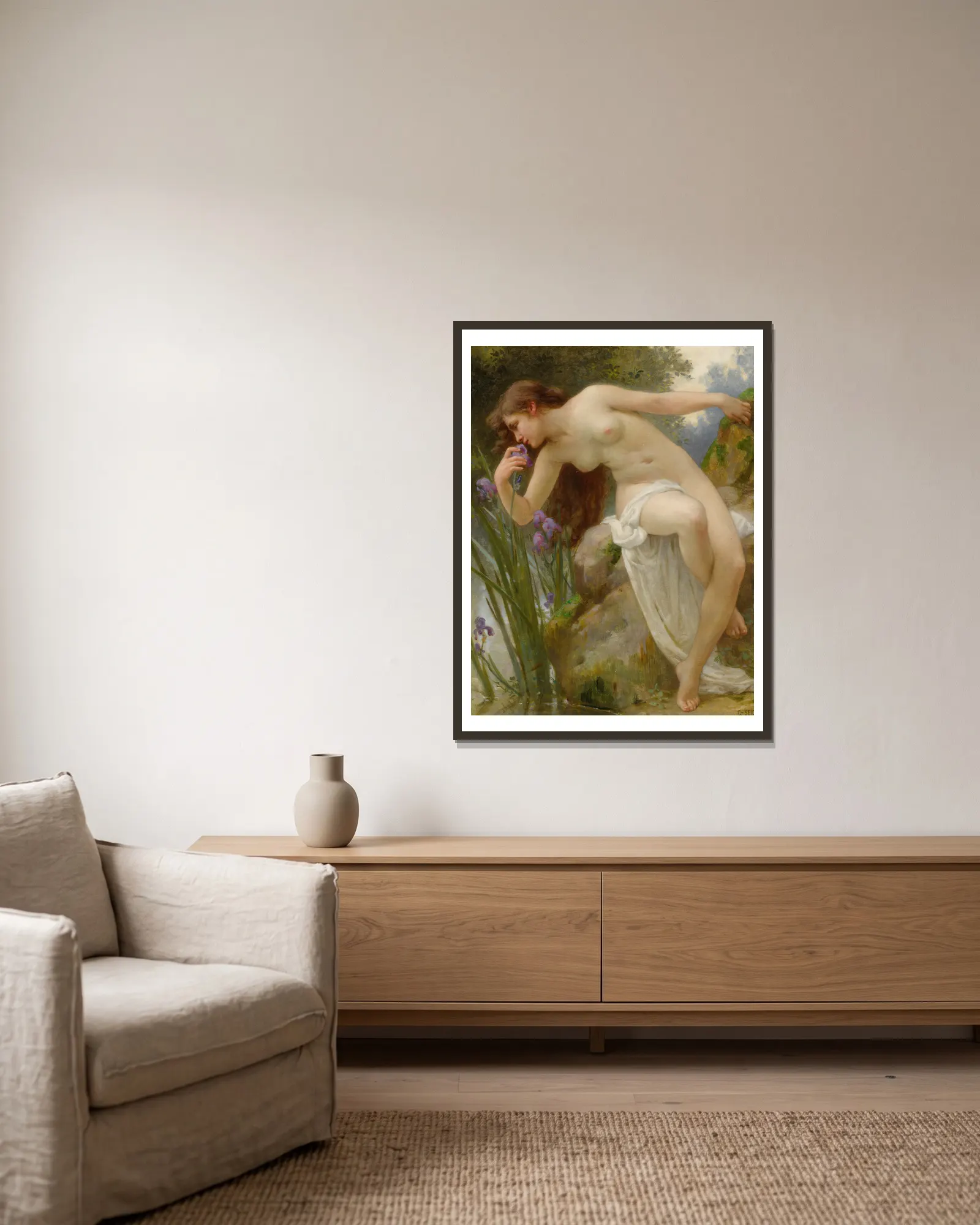 The Fragrant Iris av Guillaume Seignac inramad på en vägg
