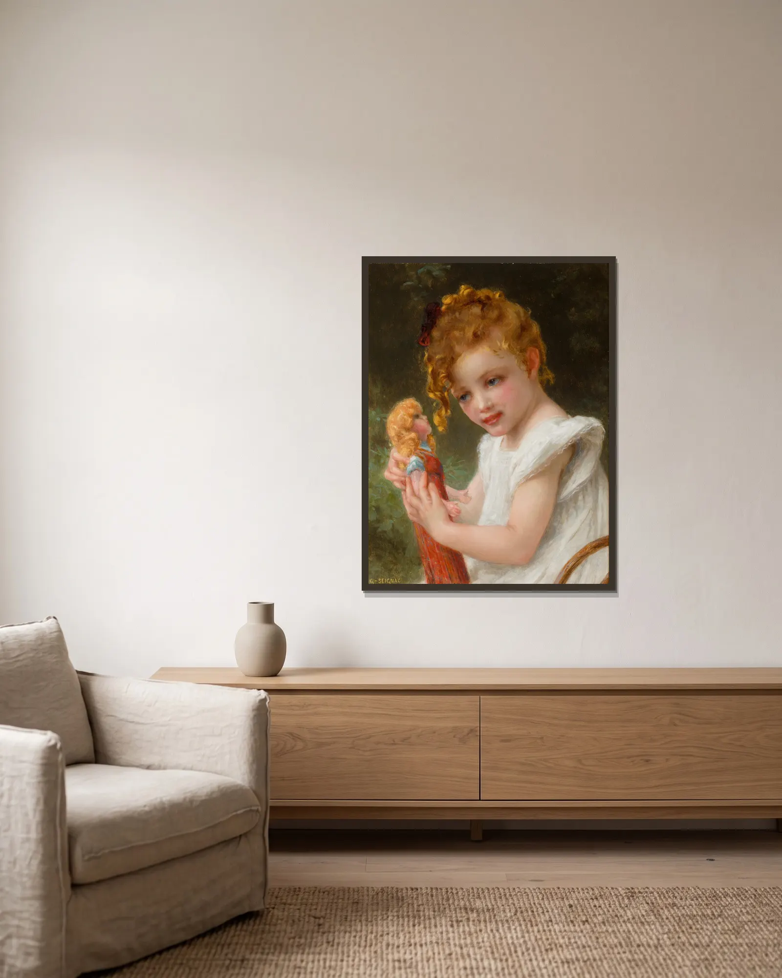 The new doll av Guillaume Seignac inramad på en vägg