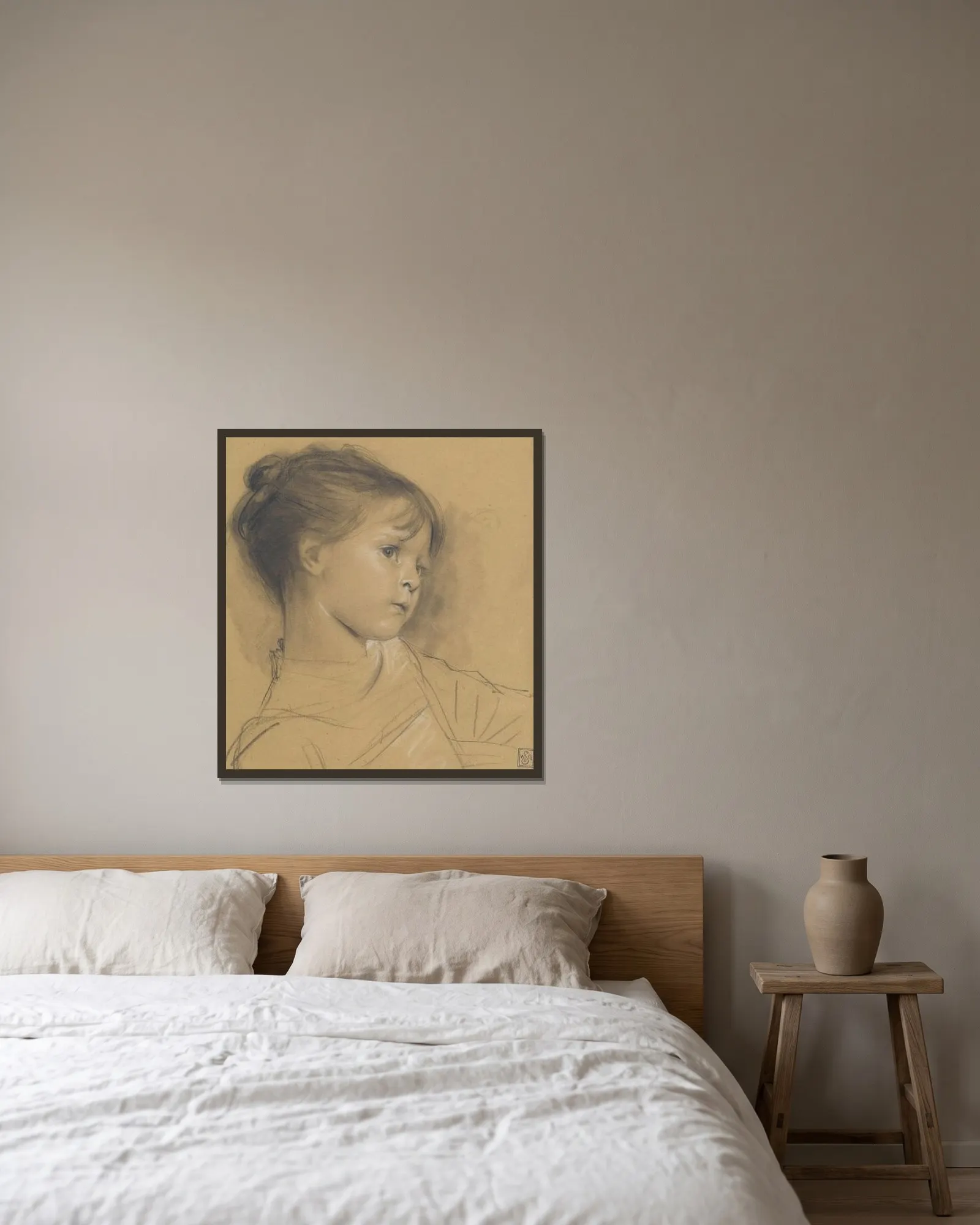 Annerl av Gustav Klimt inramad på en vägg