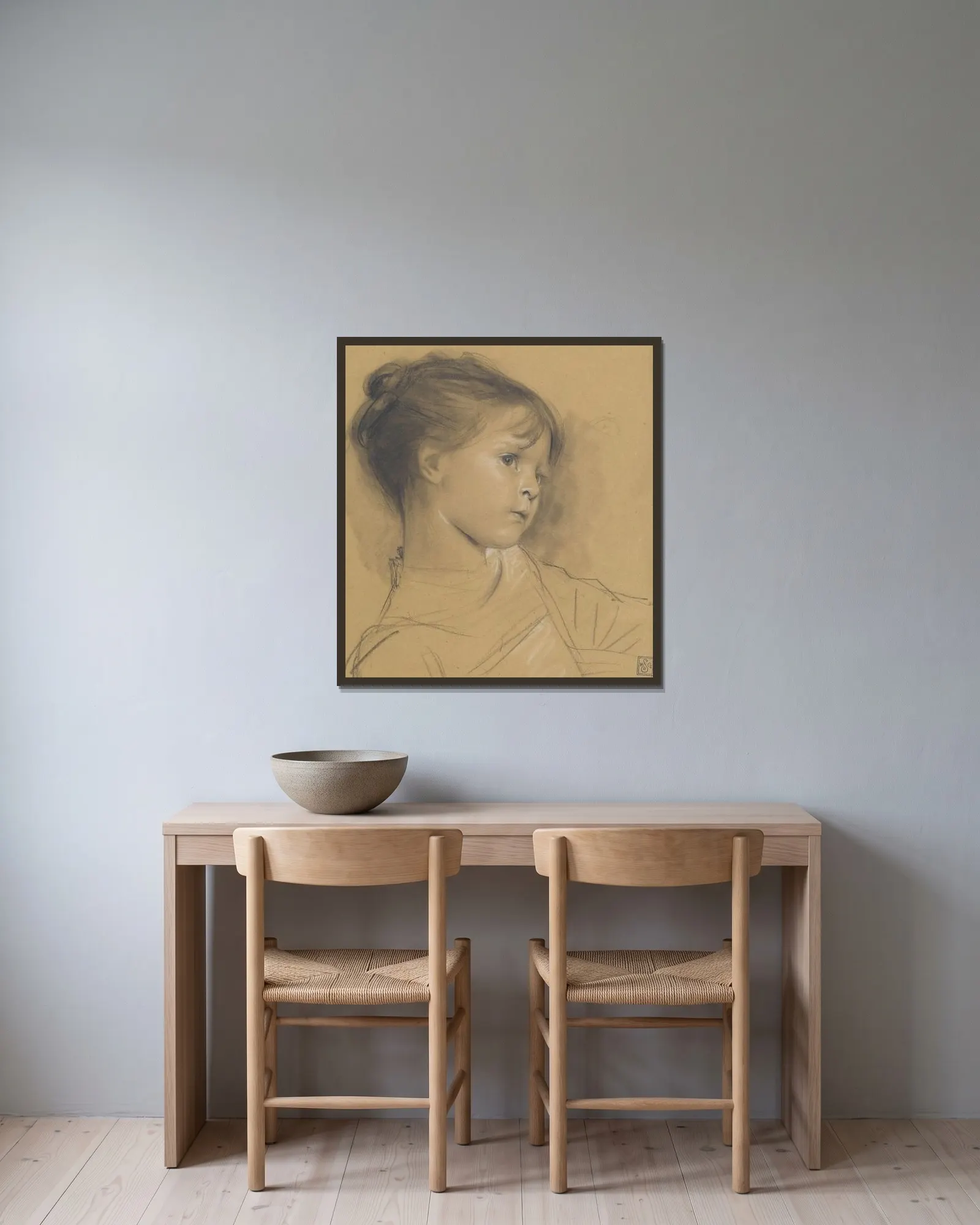 Annerl av Gustav Klimt inramad på en vägg