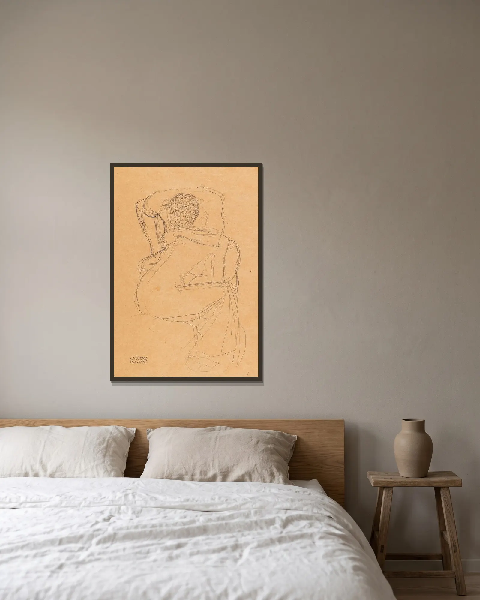 Lovers av Gustav Klimt inramad på en vägg