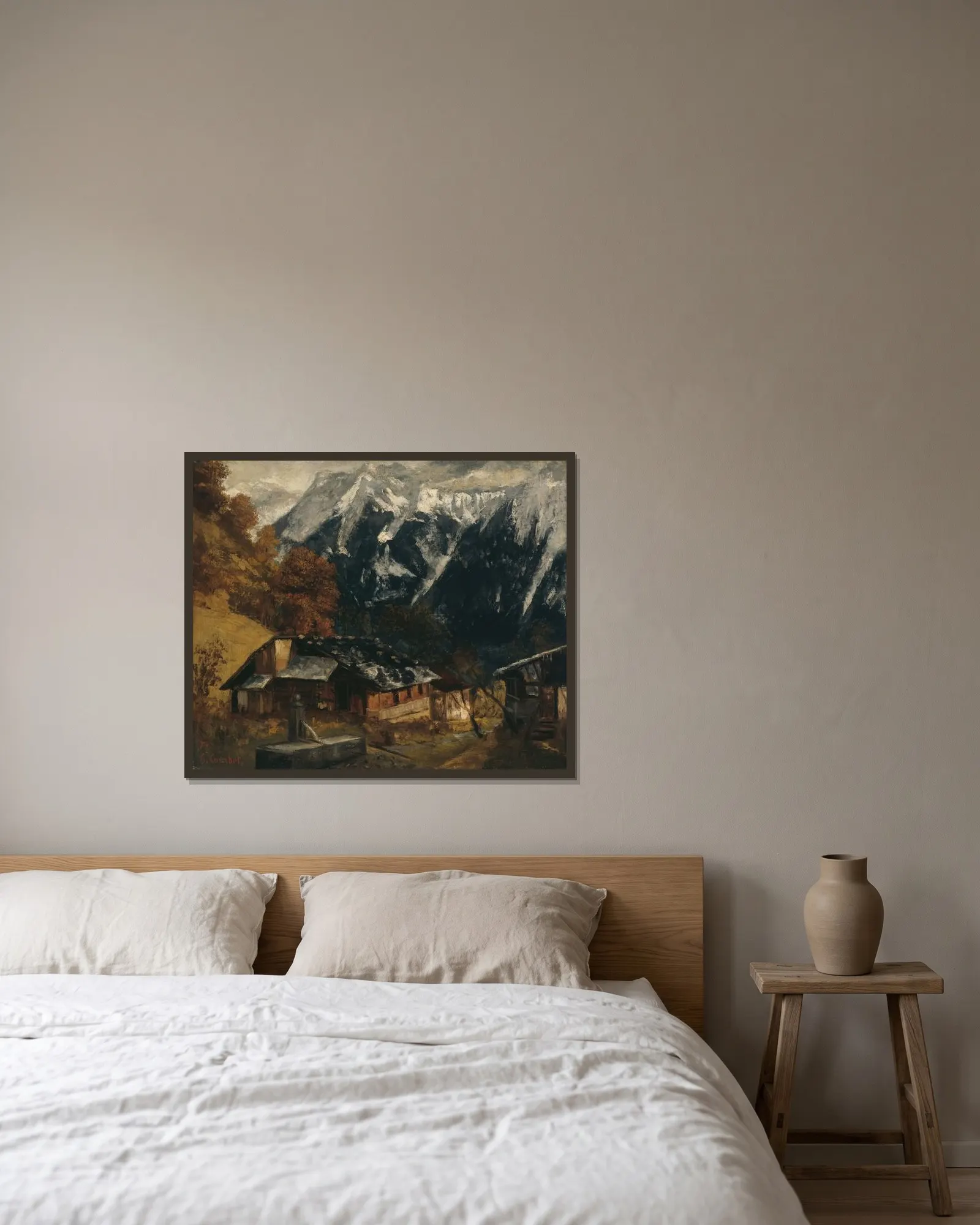 An Alpine Scene av Gustave Courbet inramad på en vägg