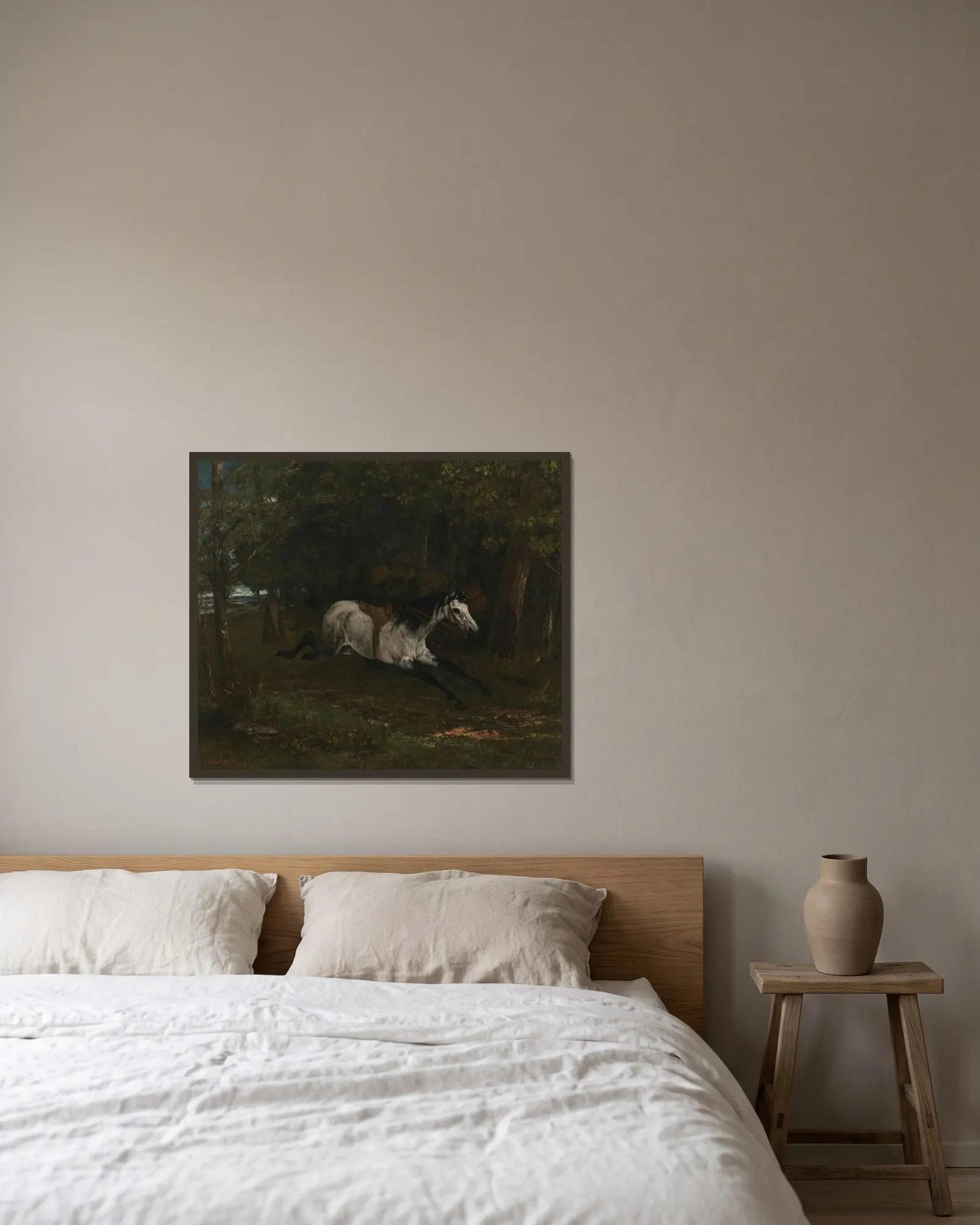 Durchgehendes Pferd av Gustave Courbet inramad på en vägg