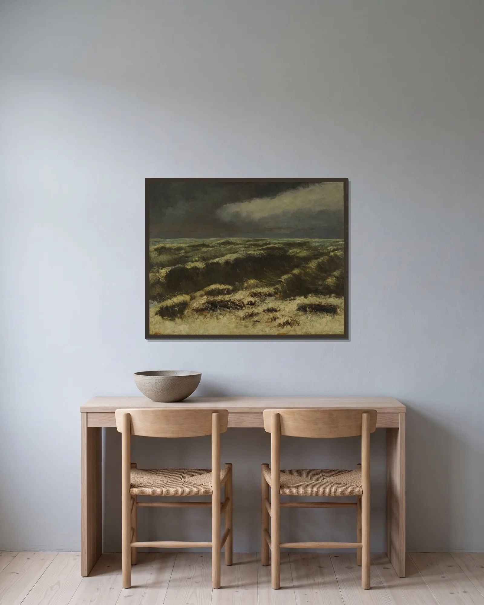 Mer Orageuse av Gustave Courbet inramad på en vägg
