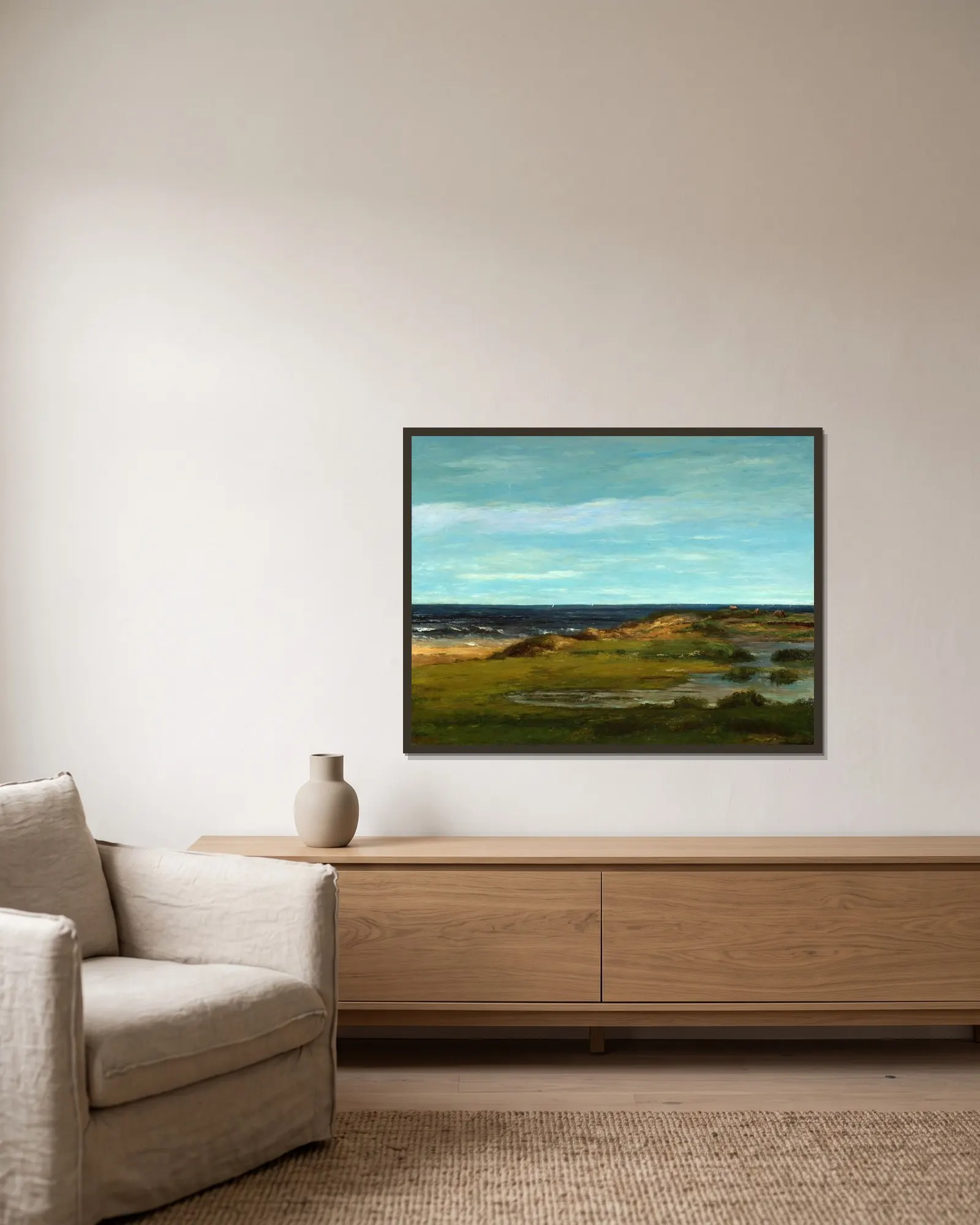 Seascape av Gustave Courbet inramad på en vägg