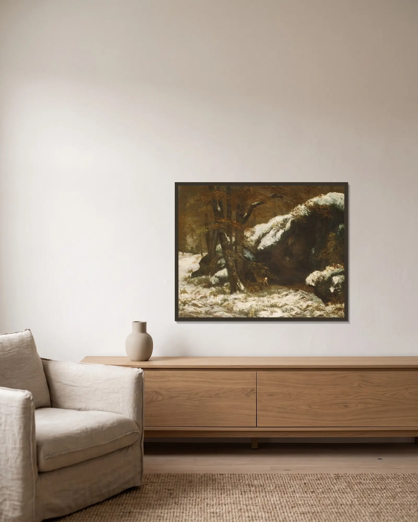 The Deer av Gustave Courbet inramad på en vägg