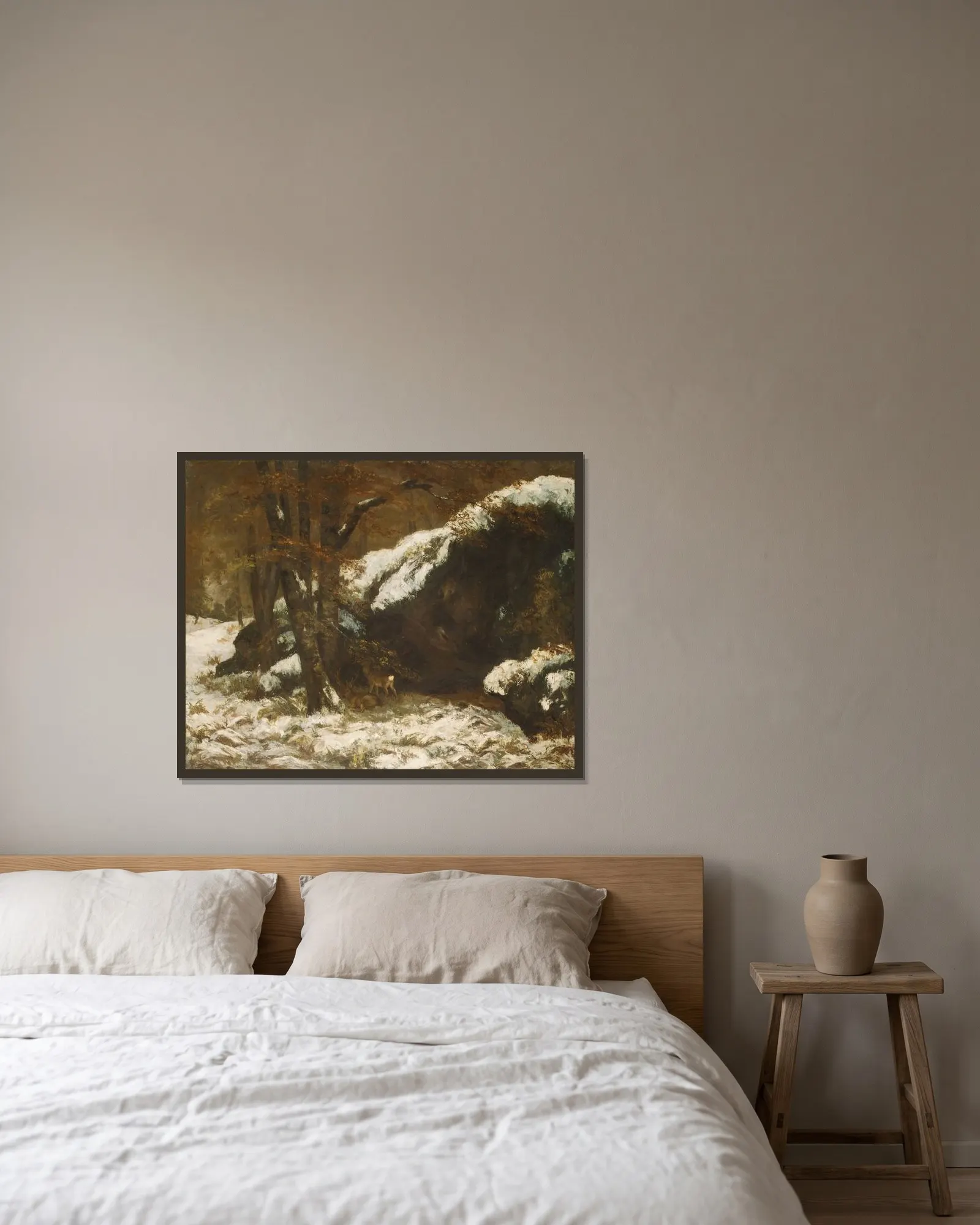 The Deer av Gustave Courbet inramad på en vägg