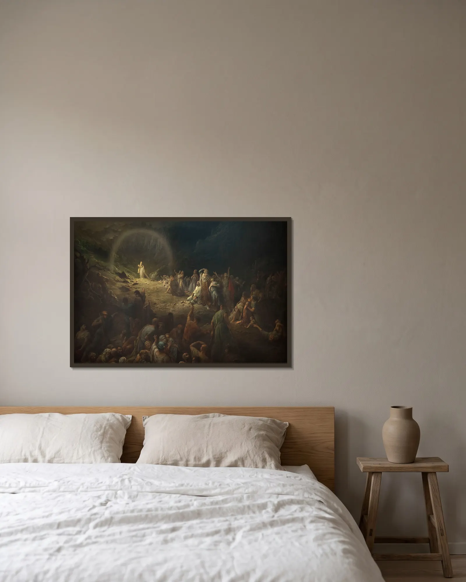 La Vallée des larmes av Gustave Doré inramad på en vägg