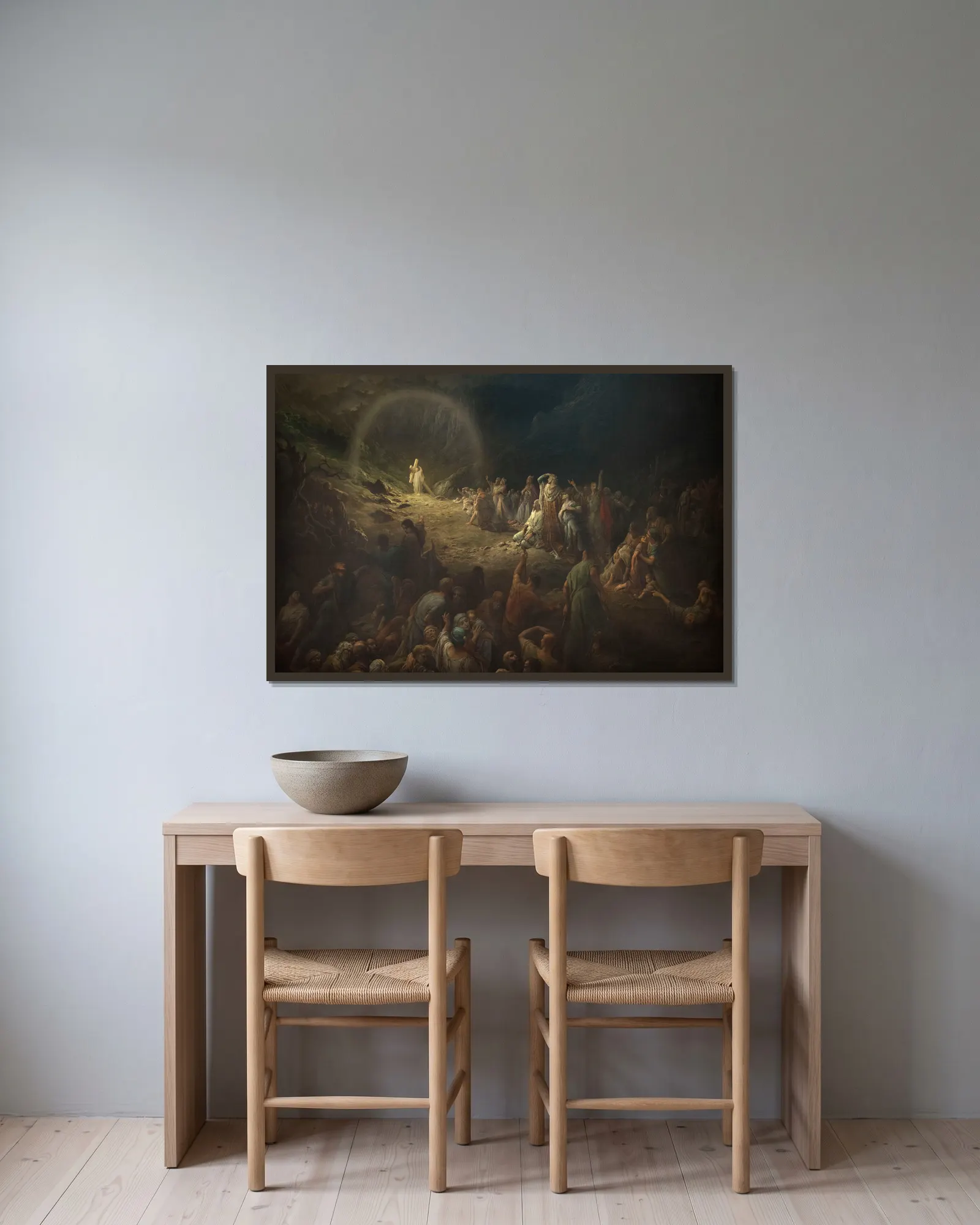 La Vallée des larmes av Gustave Doré inramad på en vägg