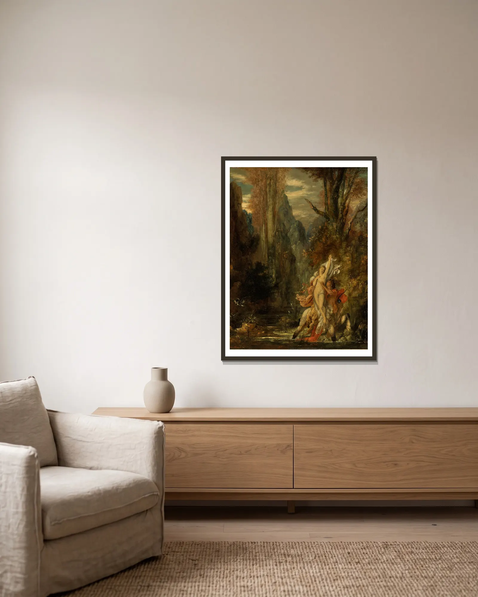 Dejanira (Autumn) av Gustave Moreau inramad på en vägg