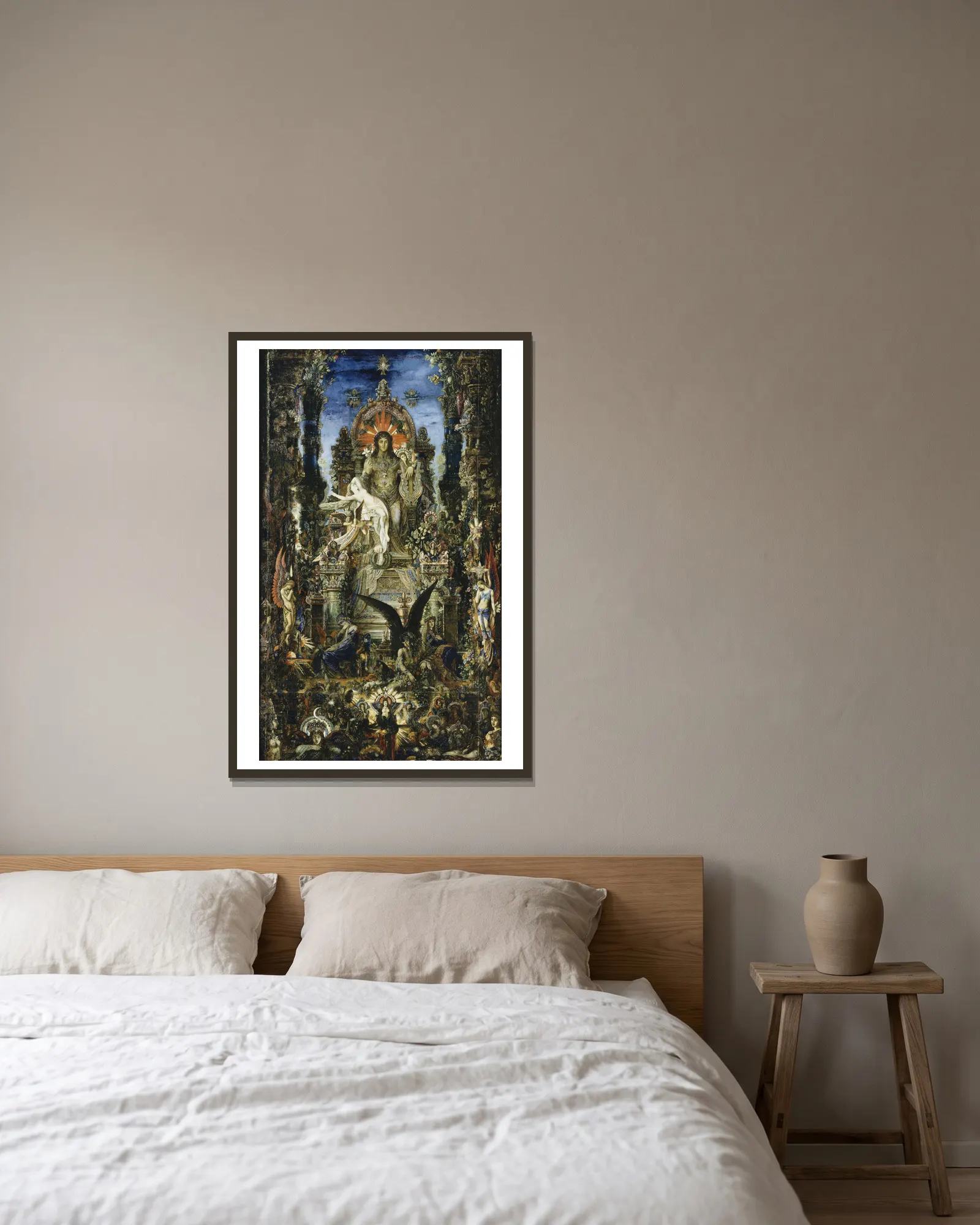 Jupiter and Semele av Gustave Moreau inramad på en vägg