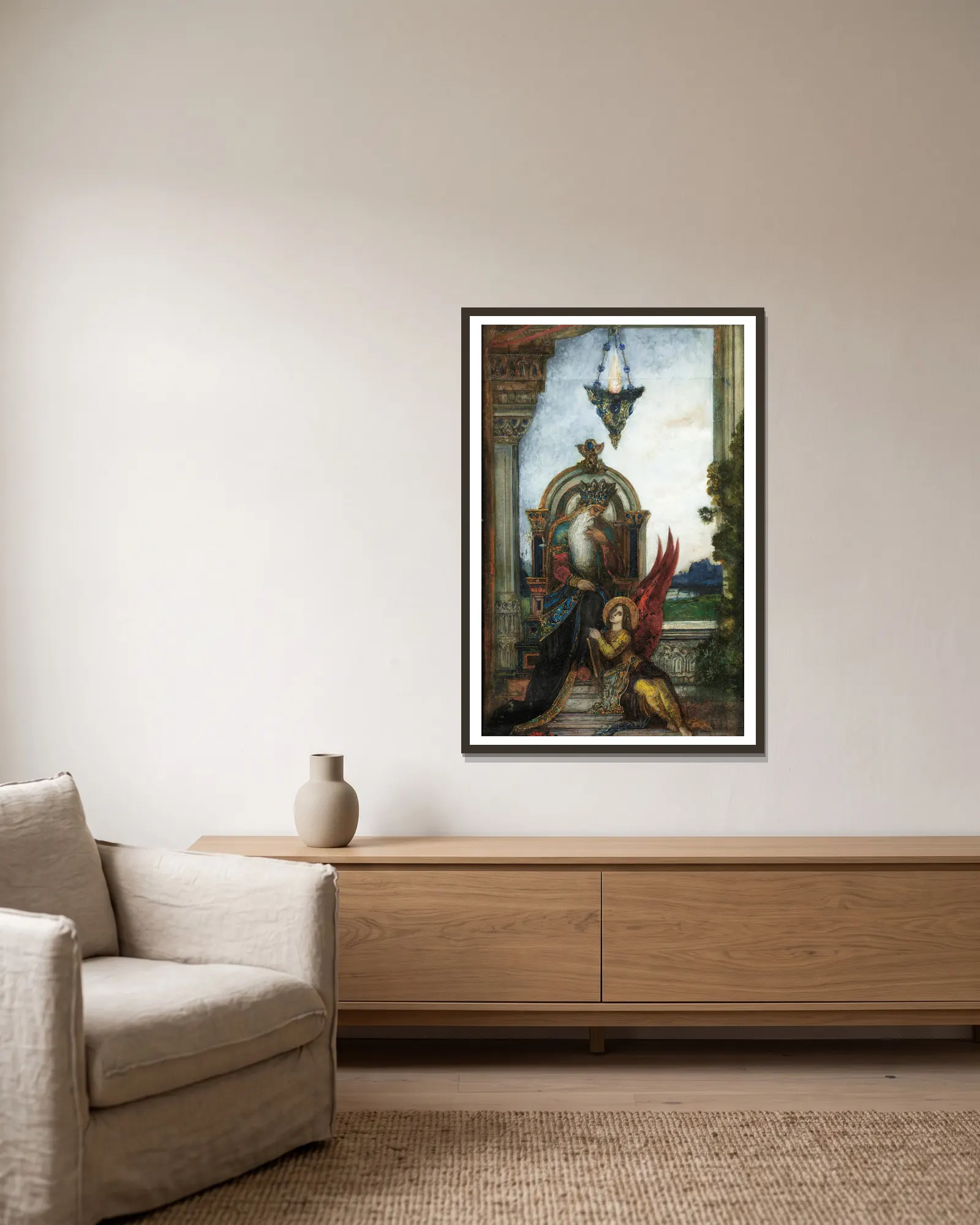 King David av Gustave Moreau inramad på en vägg