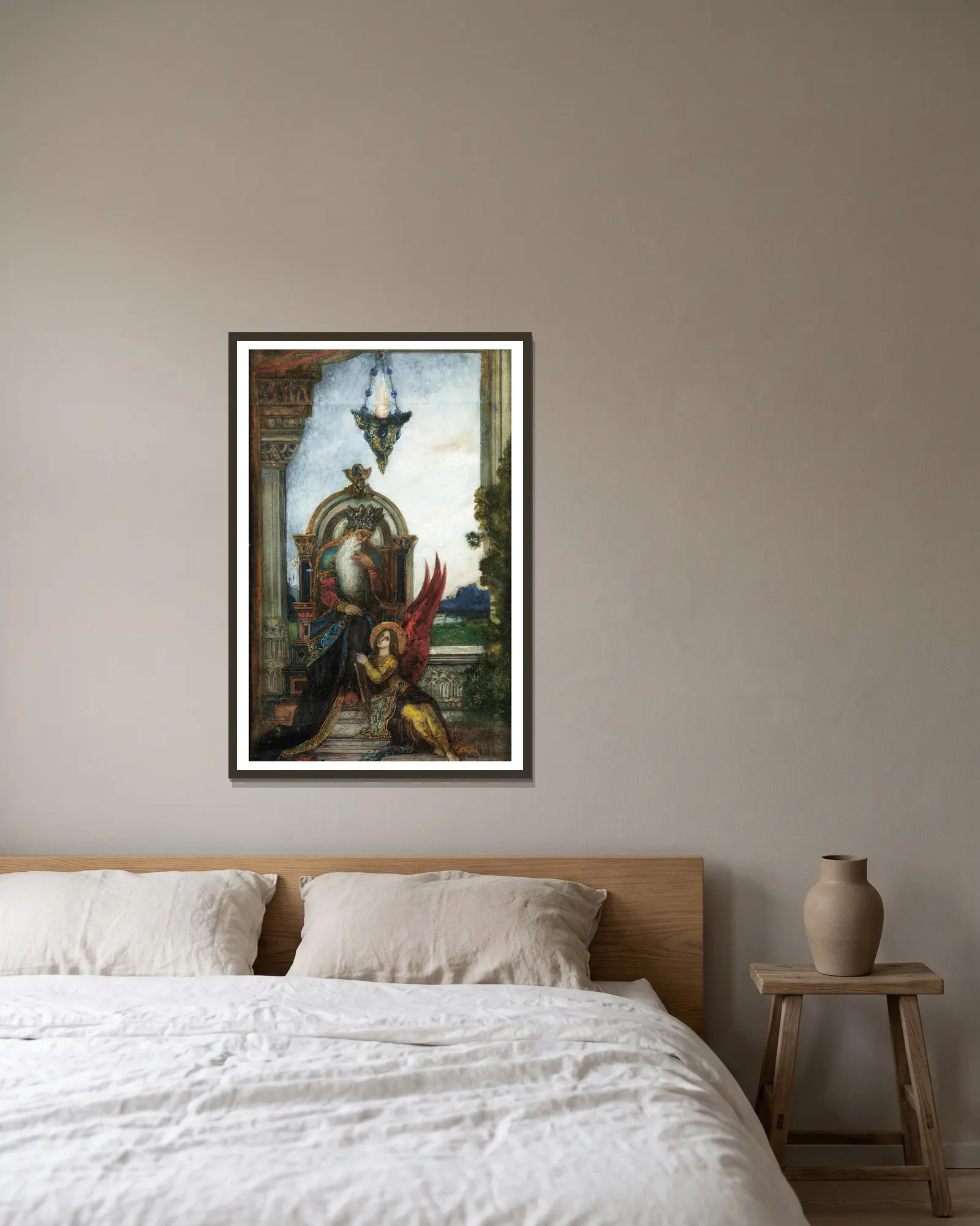 King David av Gustave Moreau inramad på en vägg