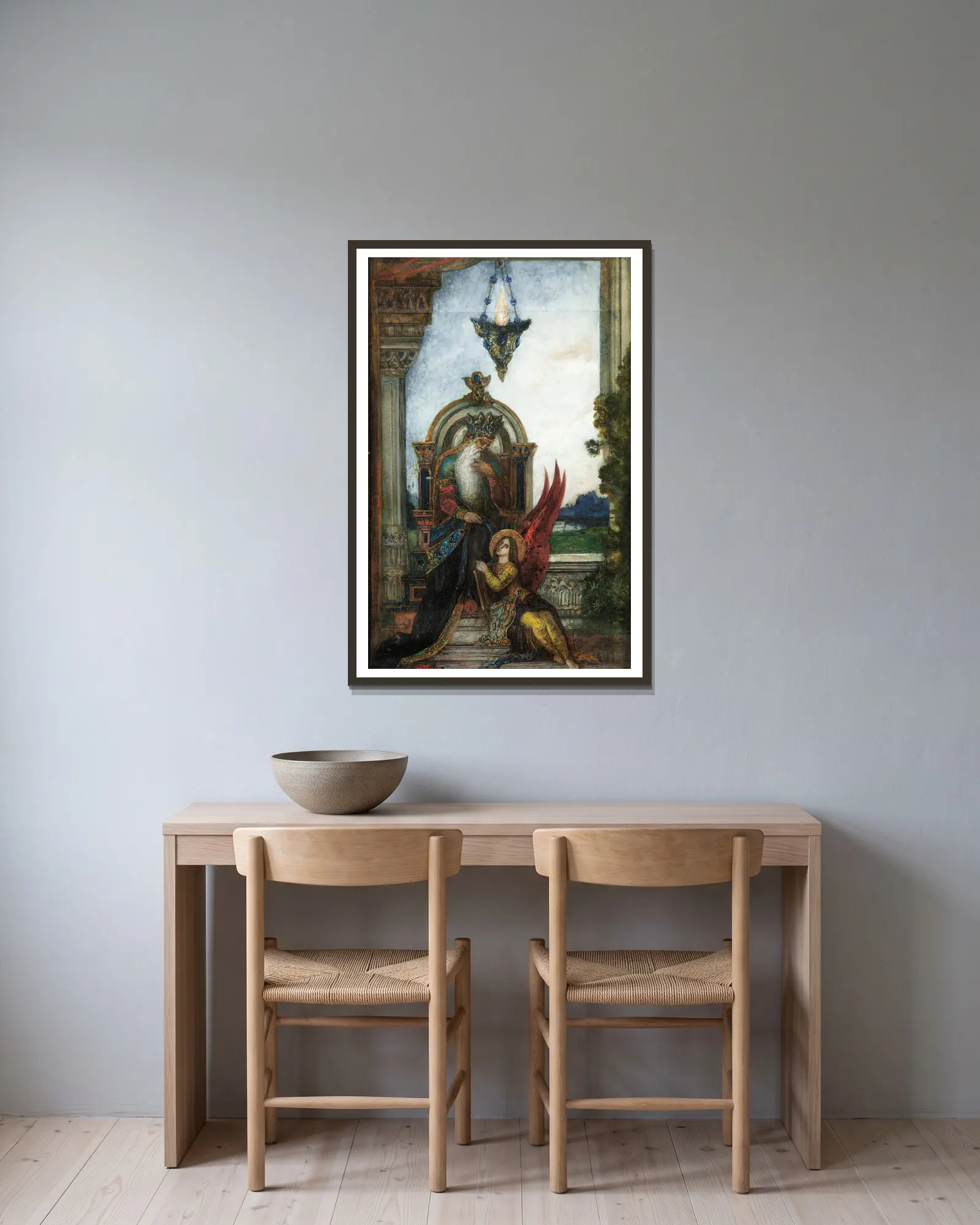 King David av Gustave Moreau inramad på en vägg