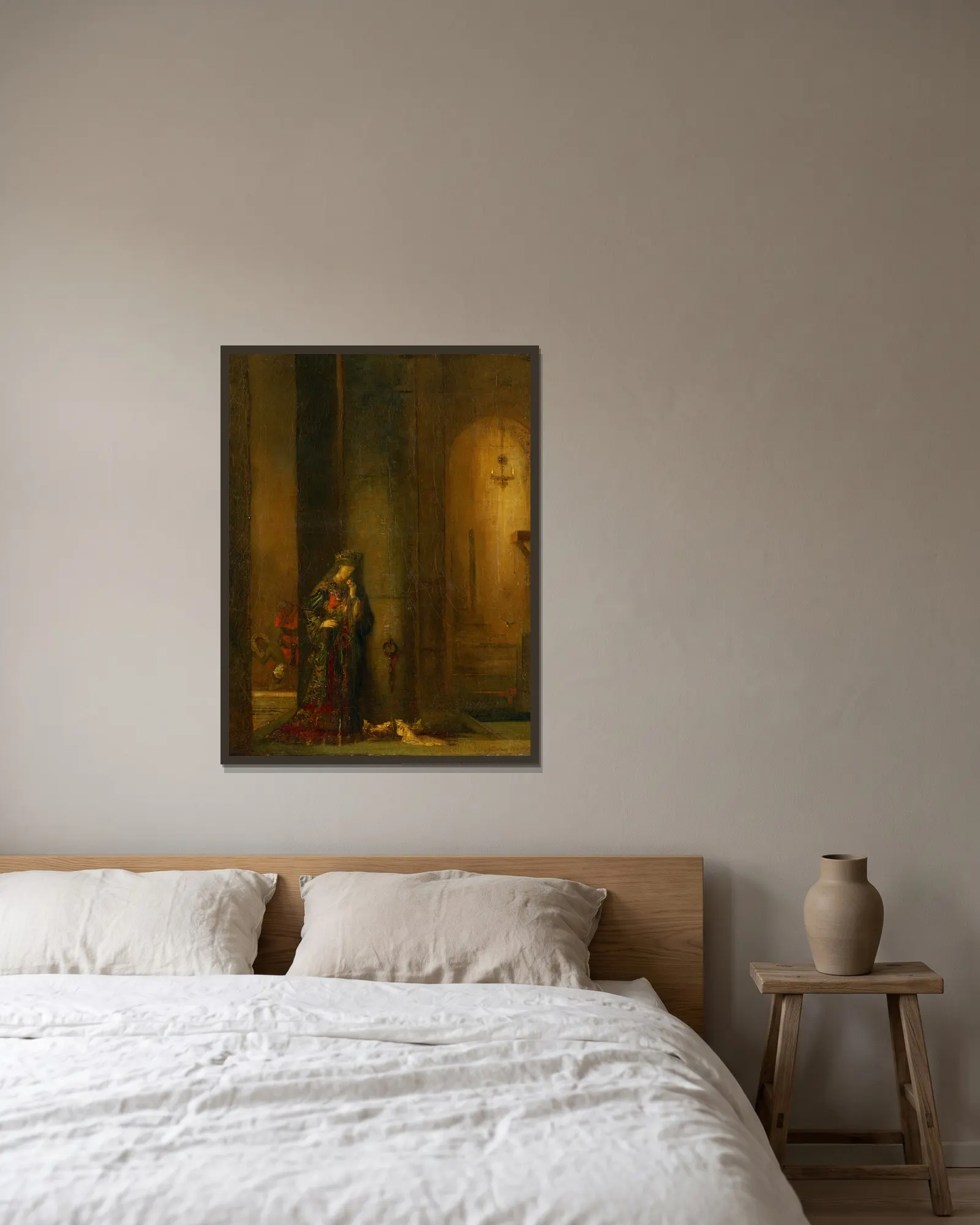 Salome At The Prison av Gustave Moreau inramad på en vägg