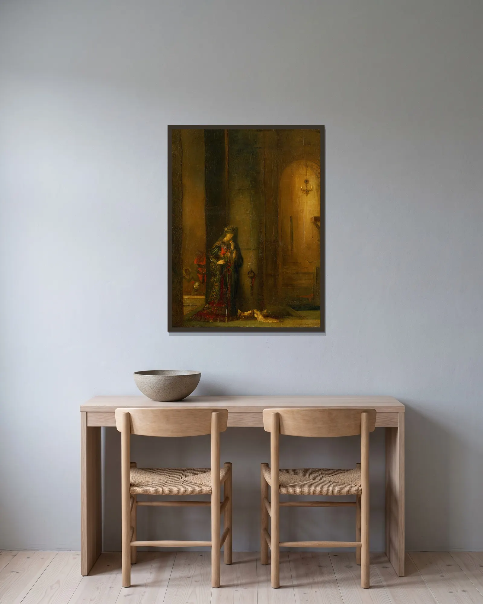 Salome At The Prison av Gustave Moreau inramad på en vägg