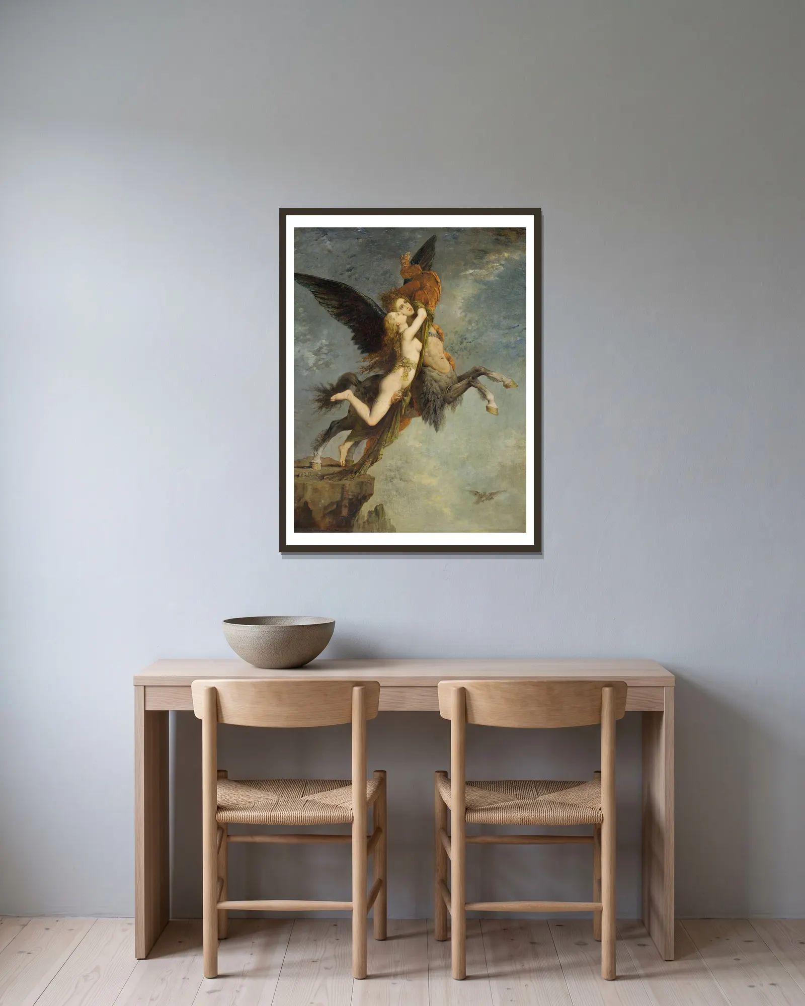 The Chimera av Gustave Moreau inramad på en vägg