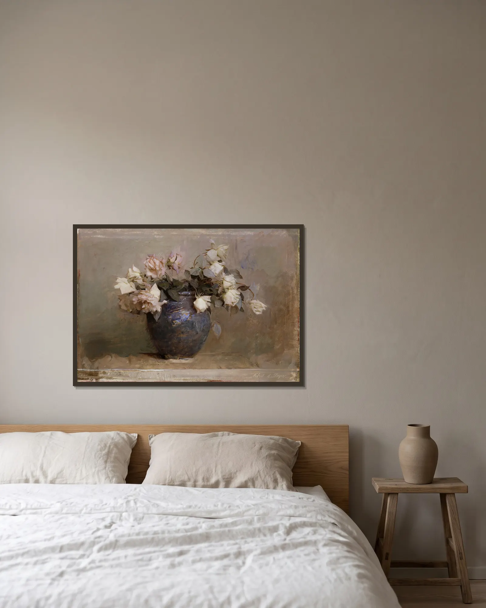 Roses av Abbott Handerson Thayer inramad på en vägg