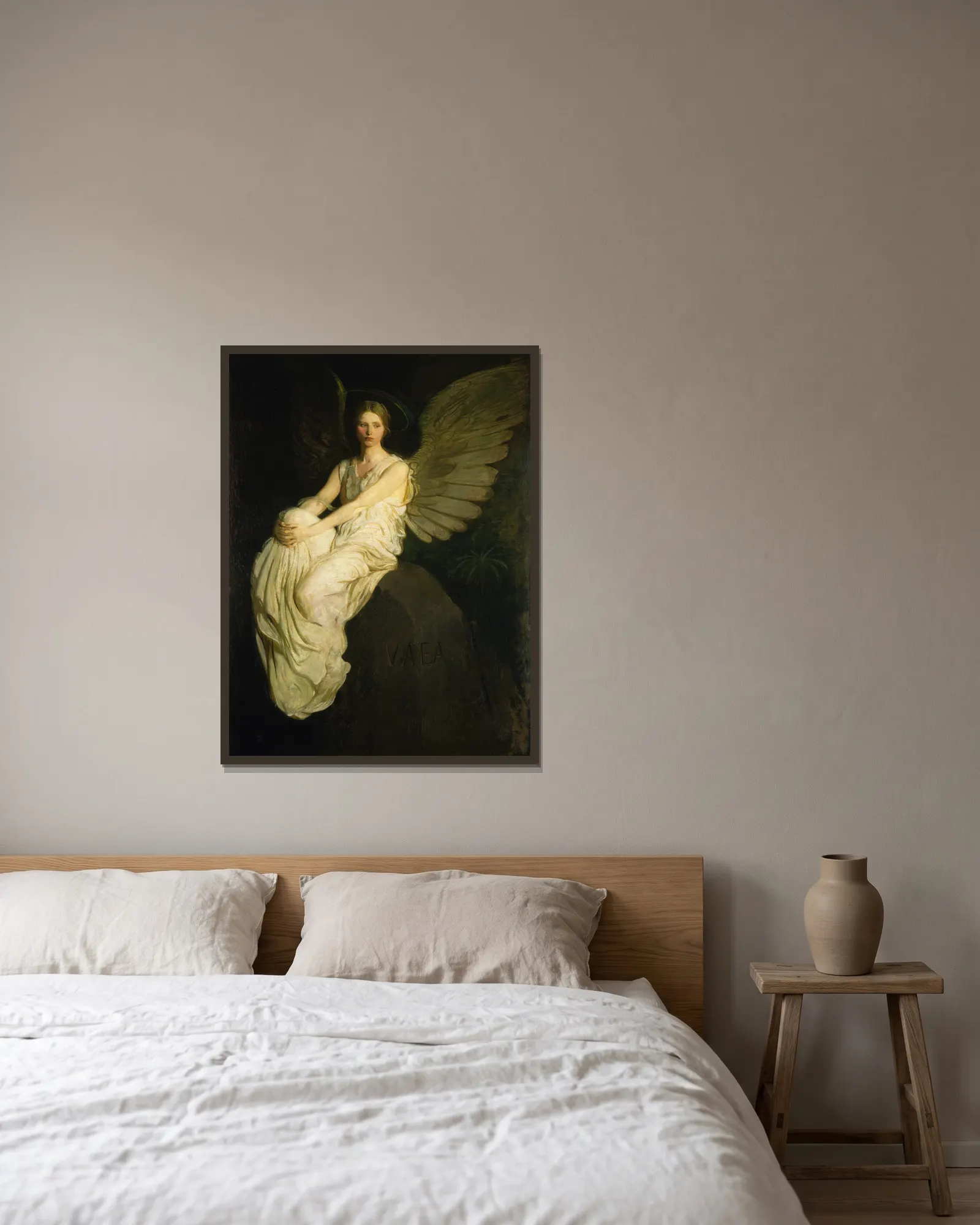 Stevenson Memorial av Abbott Handerson Thayer inramad på en vägg