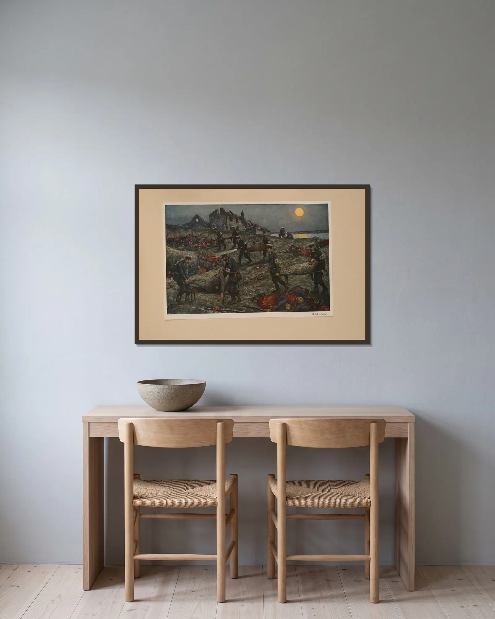 Auf der Suche av Hans Baluschek inramad på en vägg