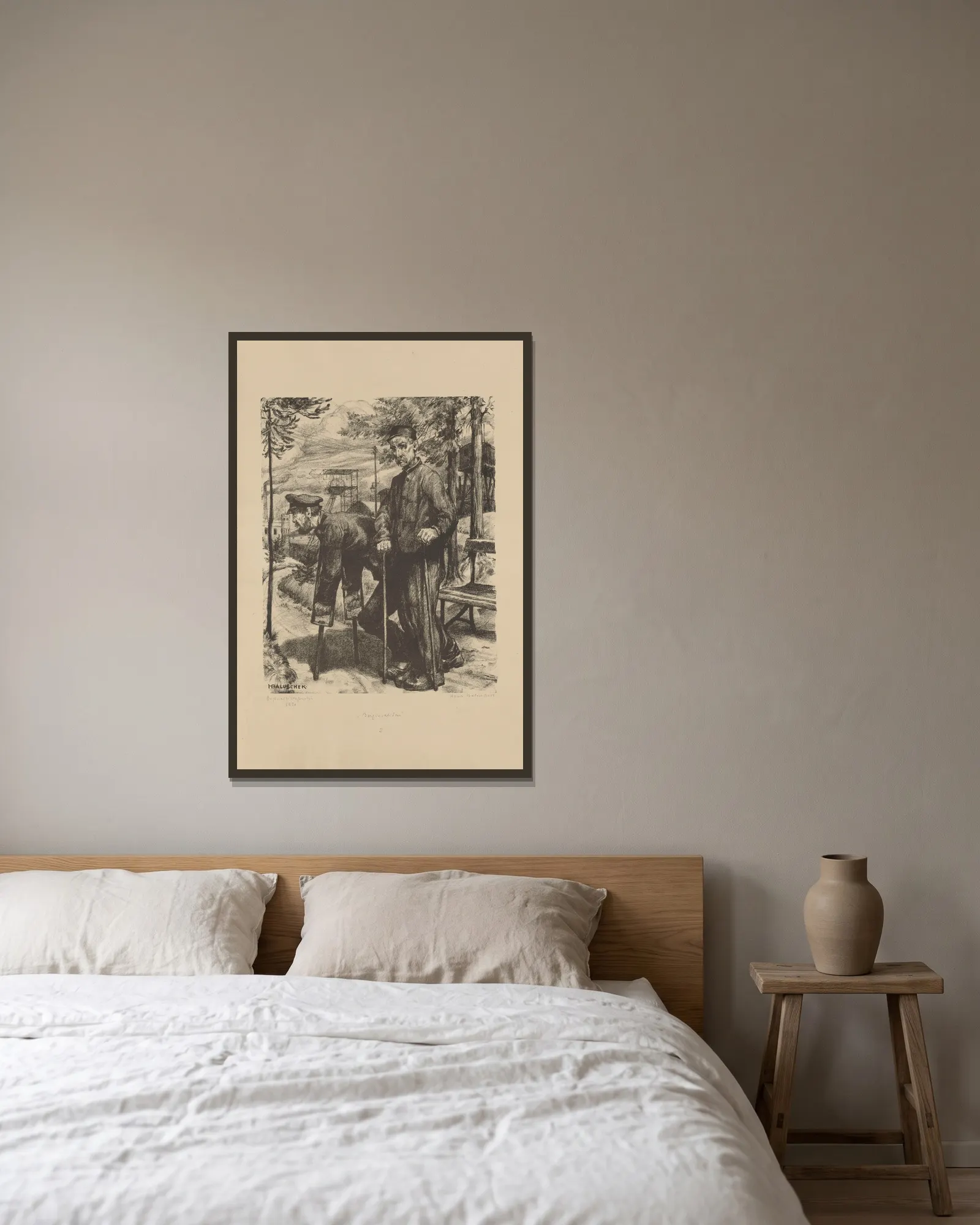 Invalides av Hans Baluschek inramad på en vägg