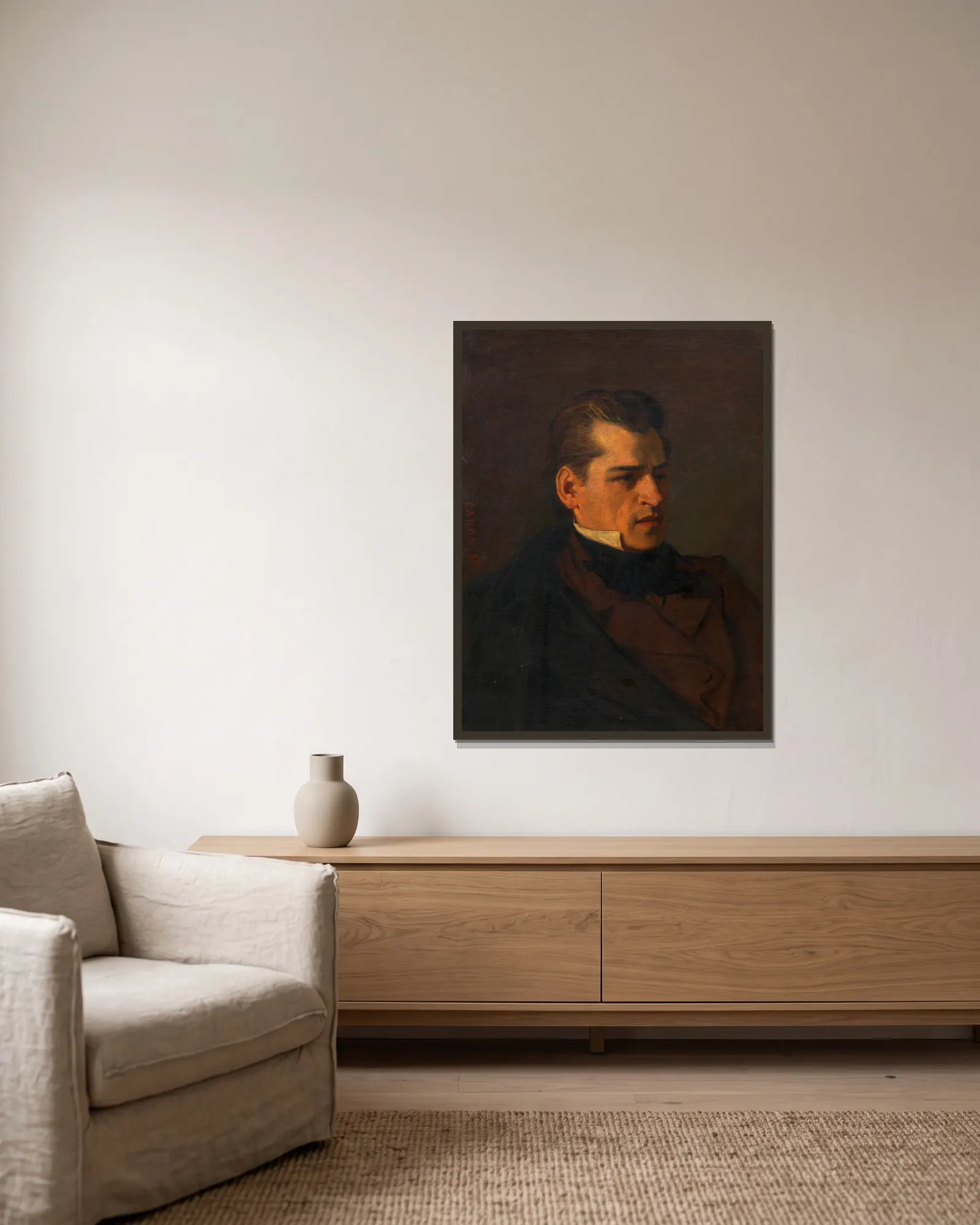 Moritz Lehmann av Hans Canon inramad på en vägg