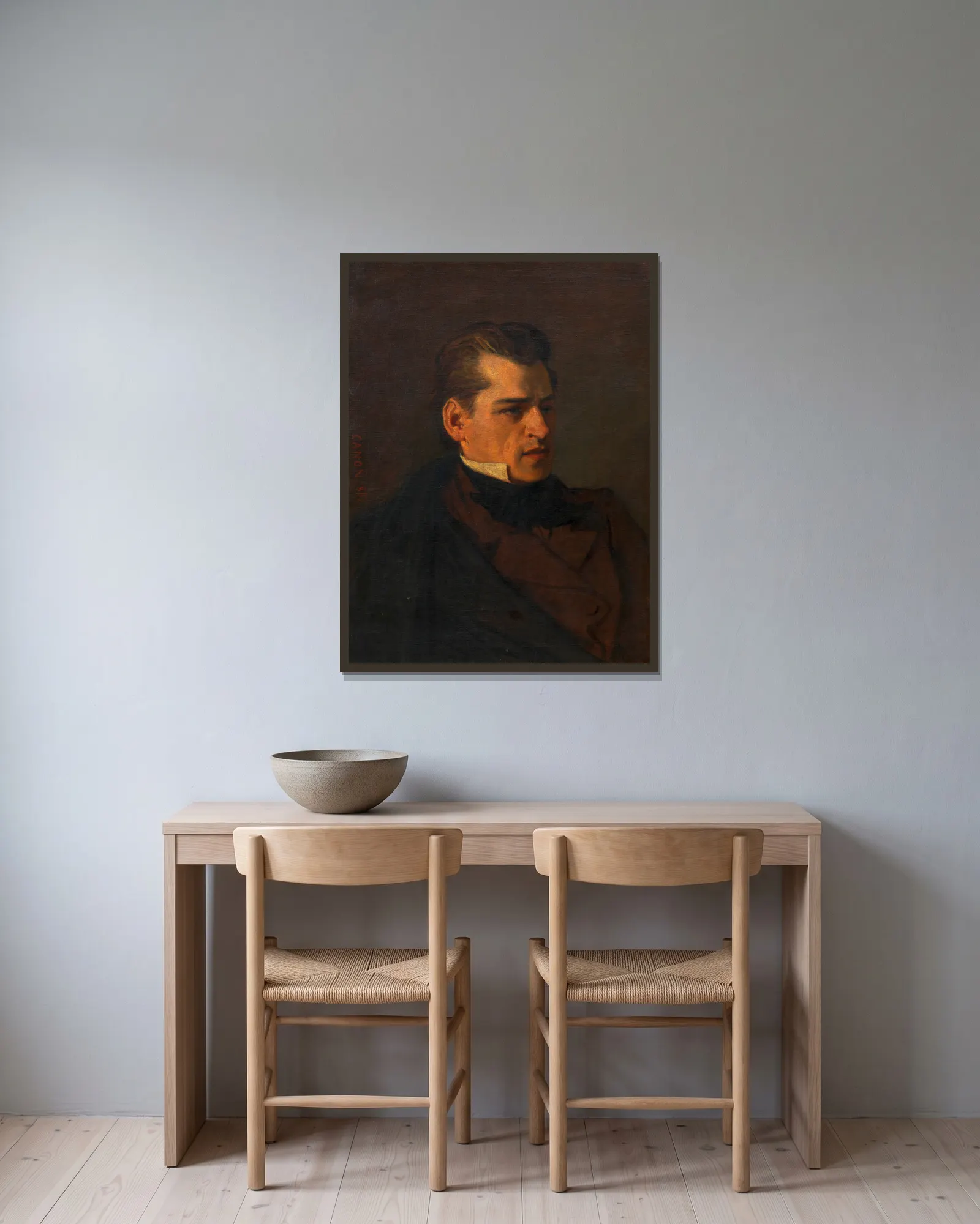 Moritz Lehmann av Hans Canon inramad på en vägg