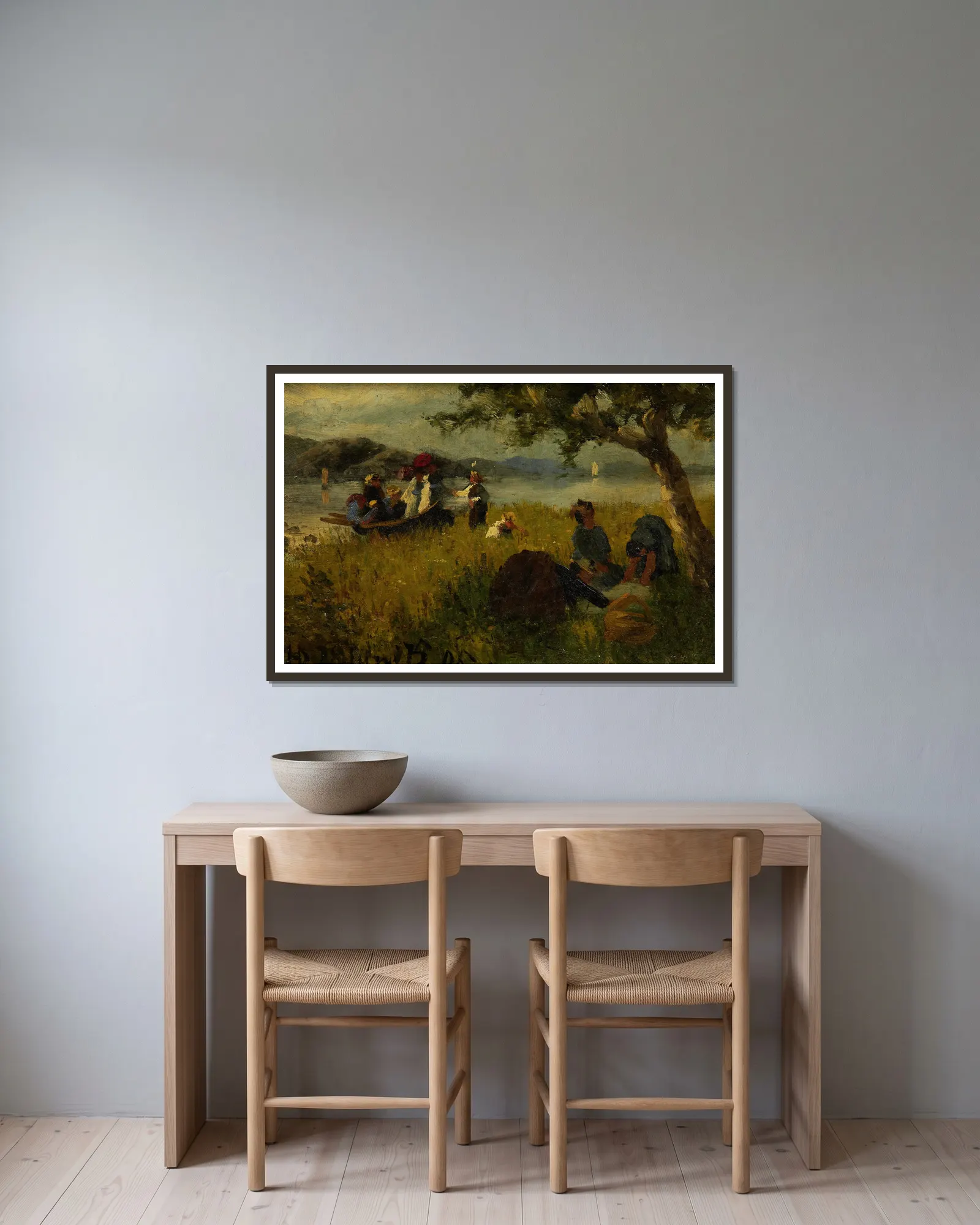 The Picnic av Hans Dahl inramad på en vägg