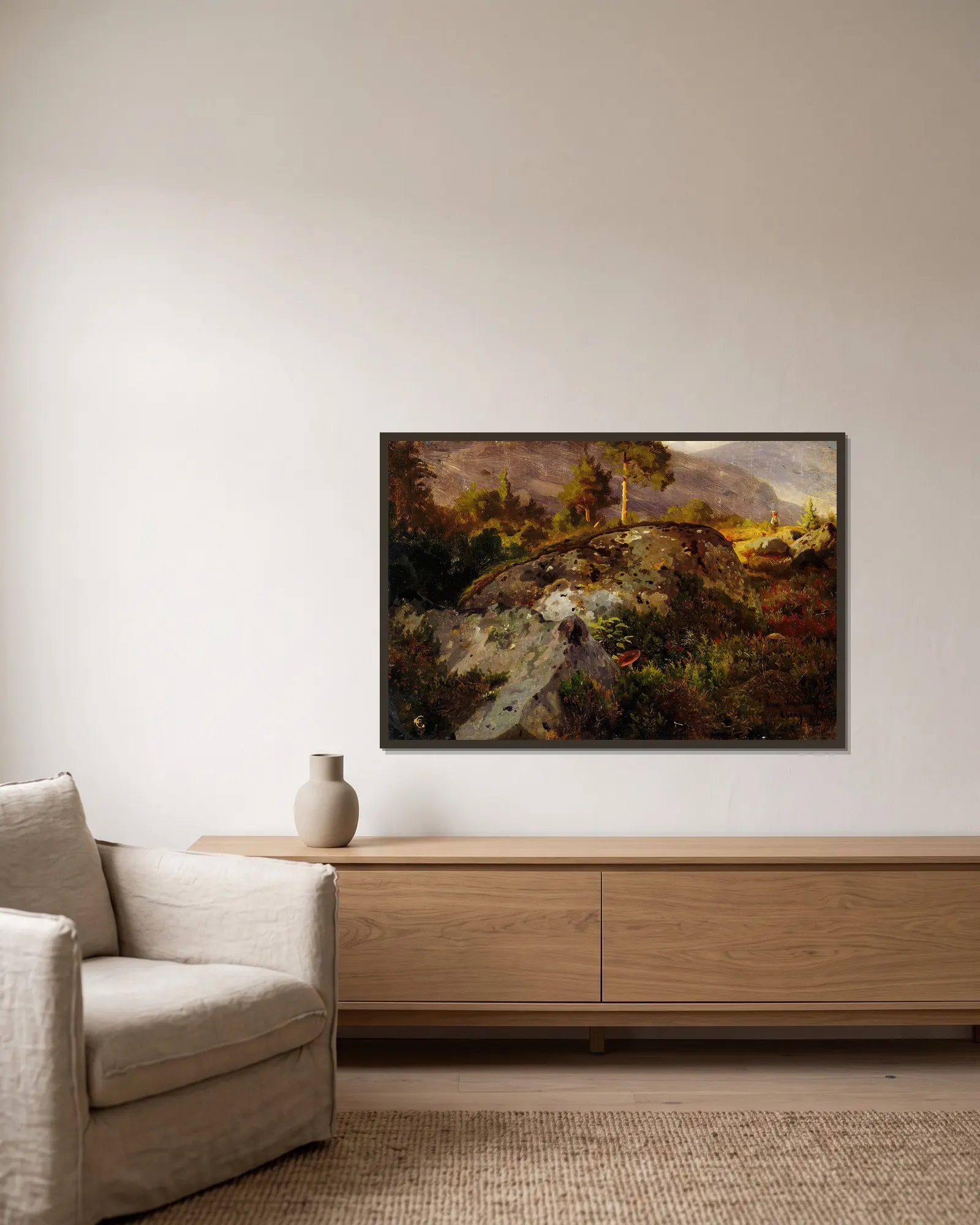 Landscape Study from Vågå av Hans Gude inramad på en vägg