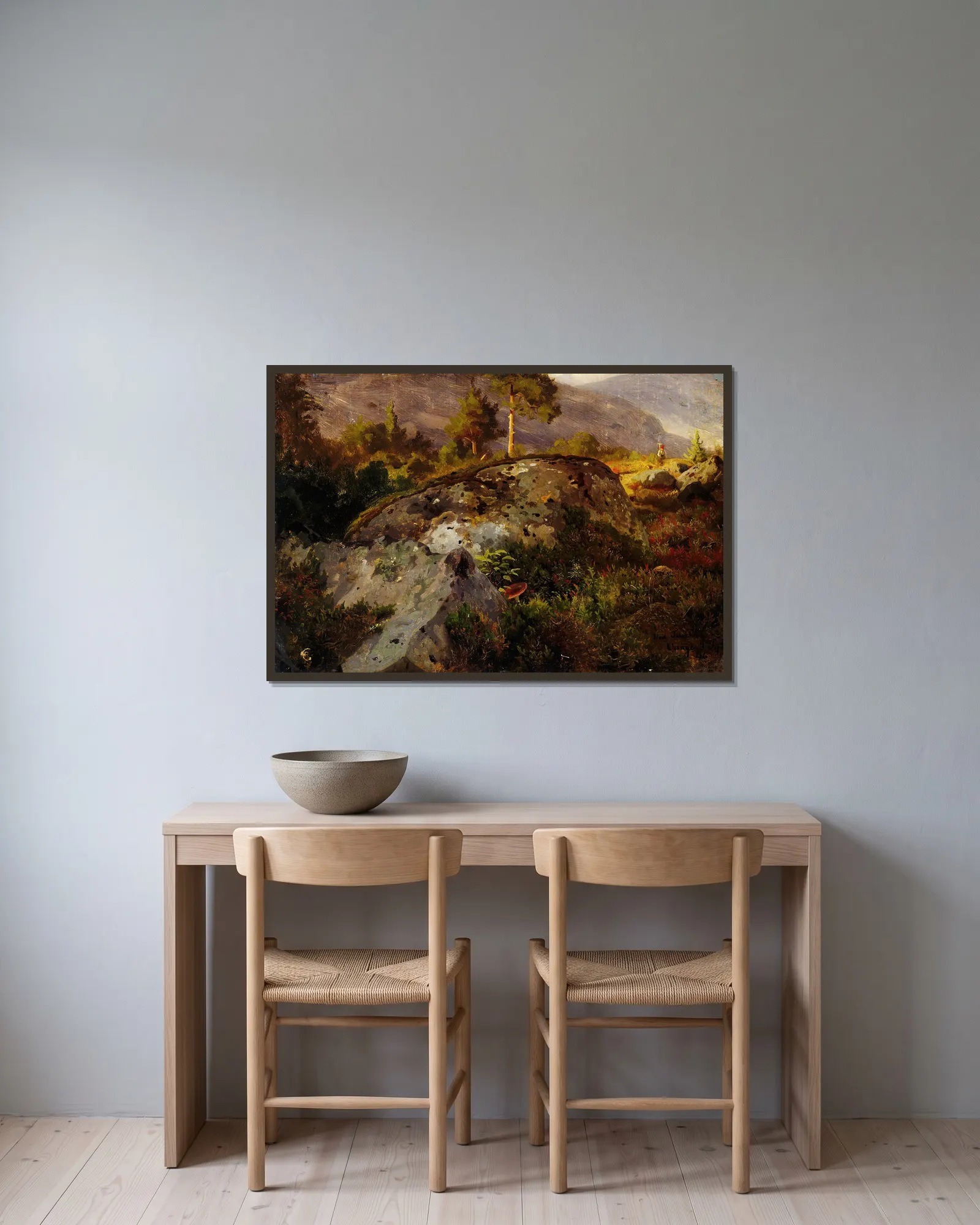 Landscape Study from Vågå av Hans Gude inramad på en vägg