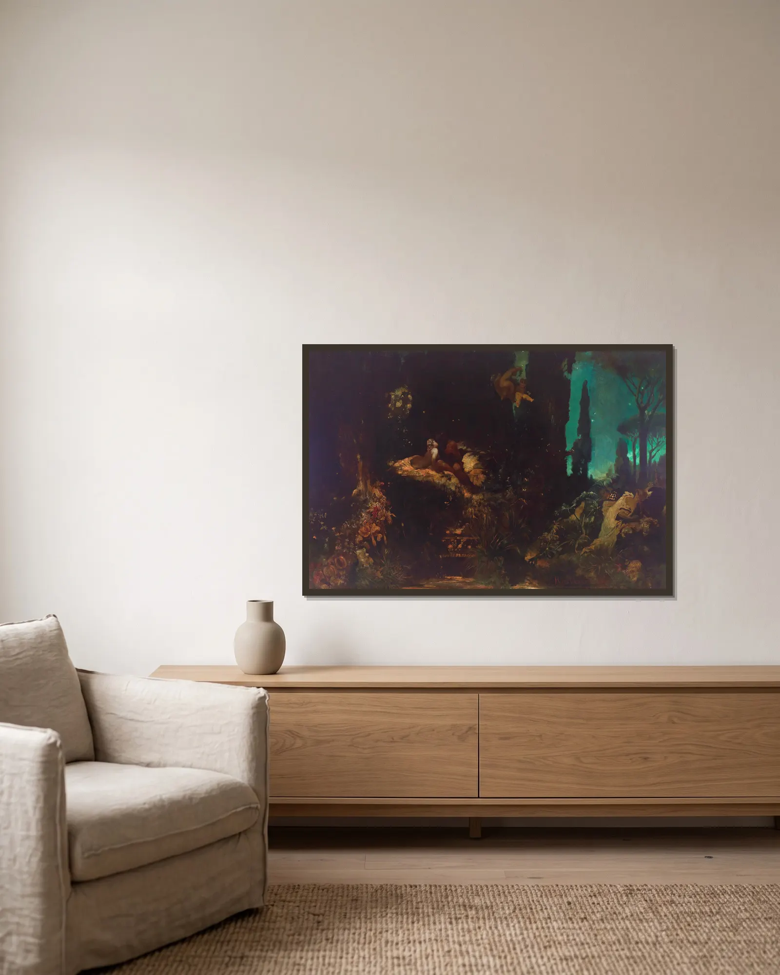 A midsummer night’s dream av Hans Makart inramad på en vägg