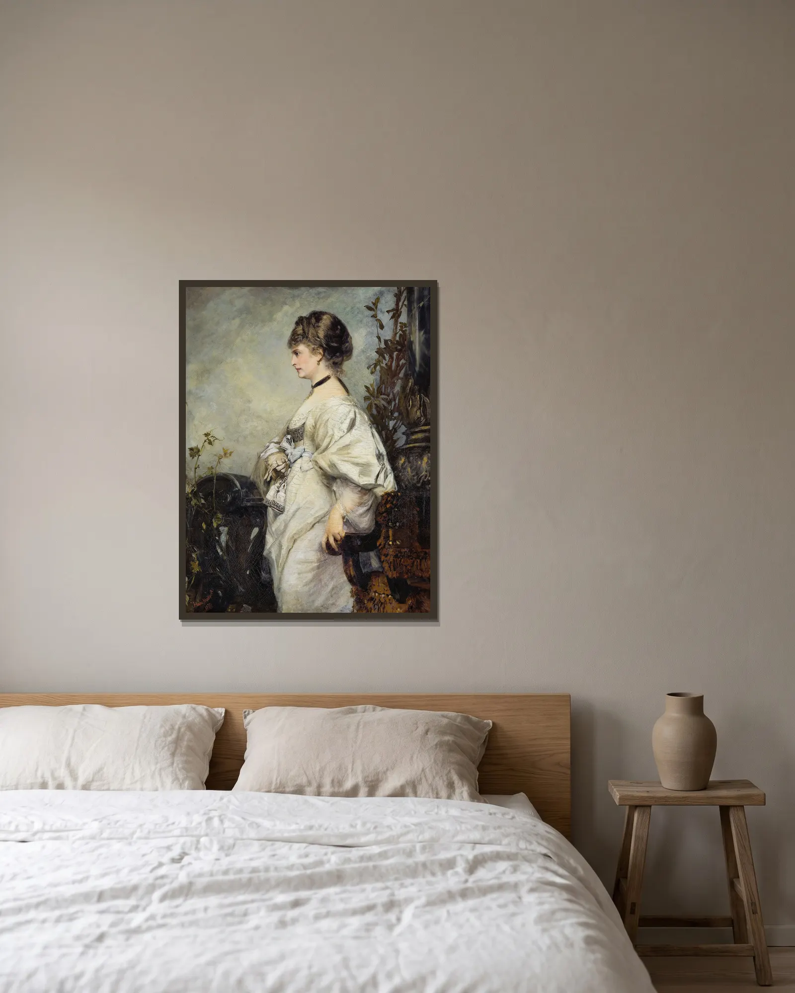 Magdalena Plach av Hans Makart inramad på en vägg