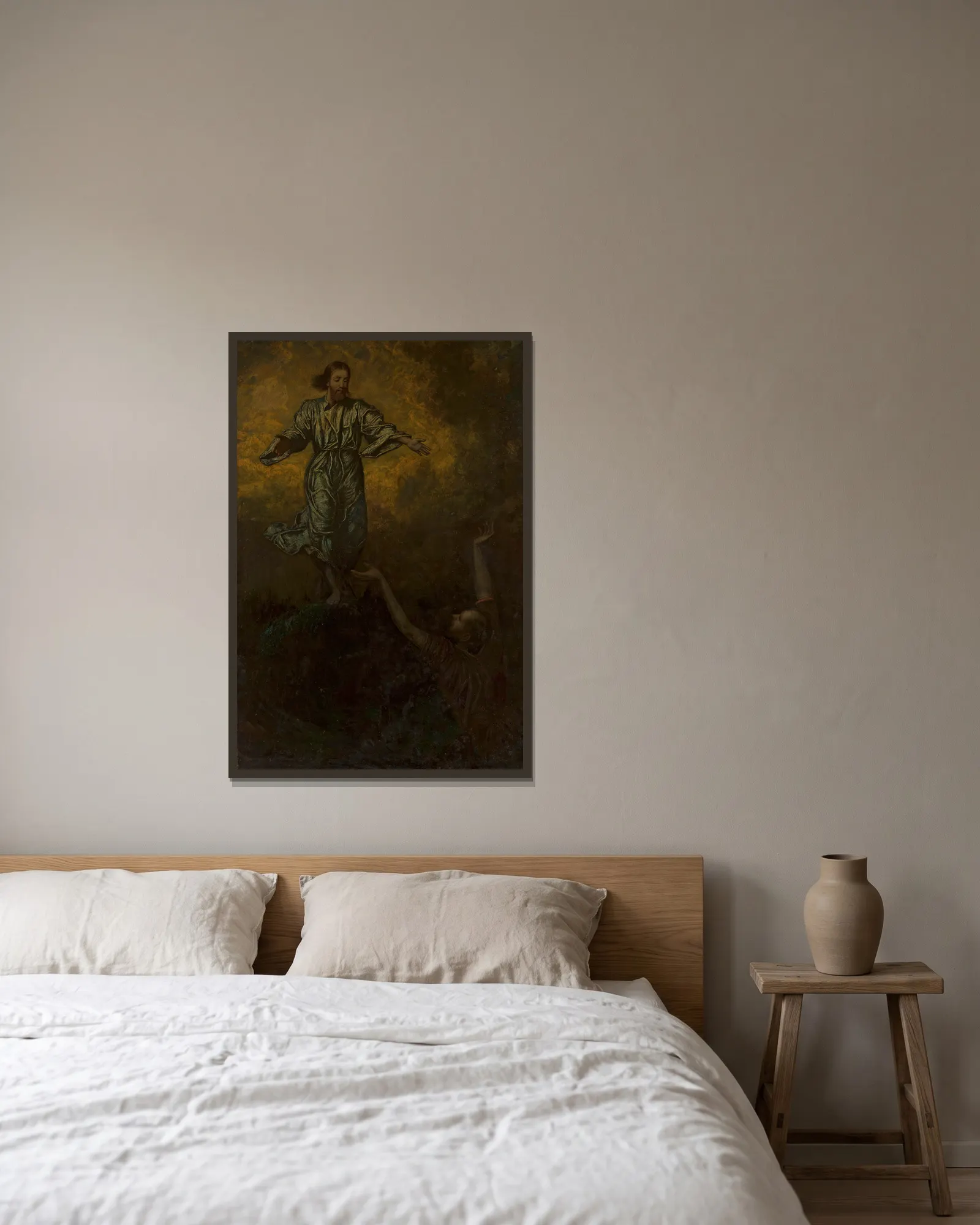 Christ and Saint Peter av Hans Thoma inramad på en vägg