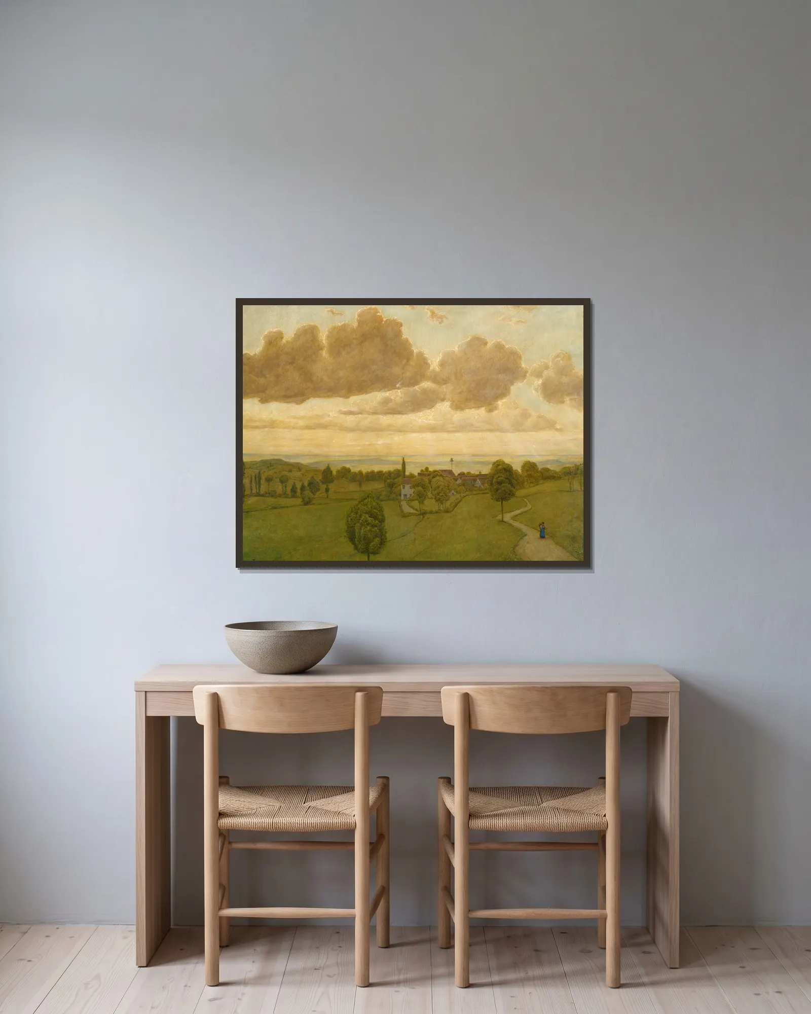 Landscape av Hans Thoma inramad på en vägg