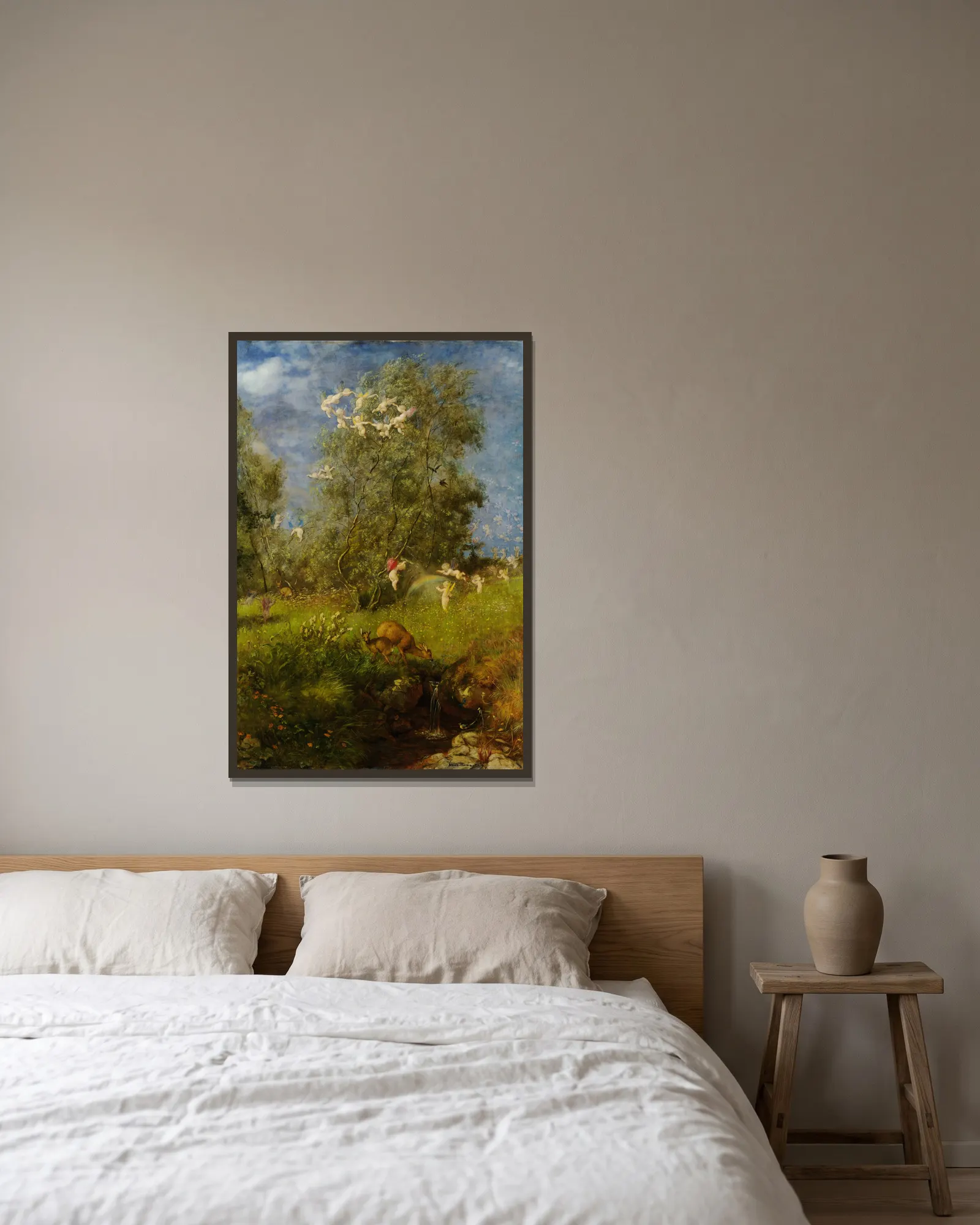 Spring av Hans Thoma inramad på en vägg