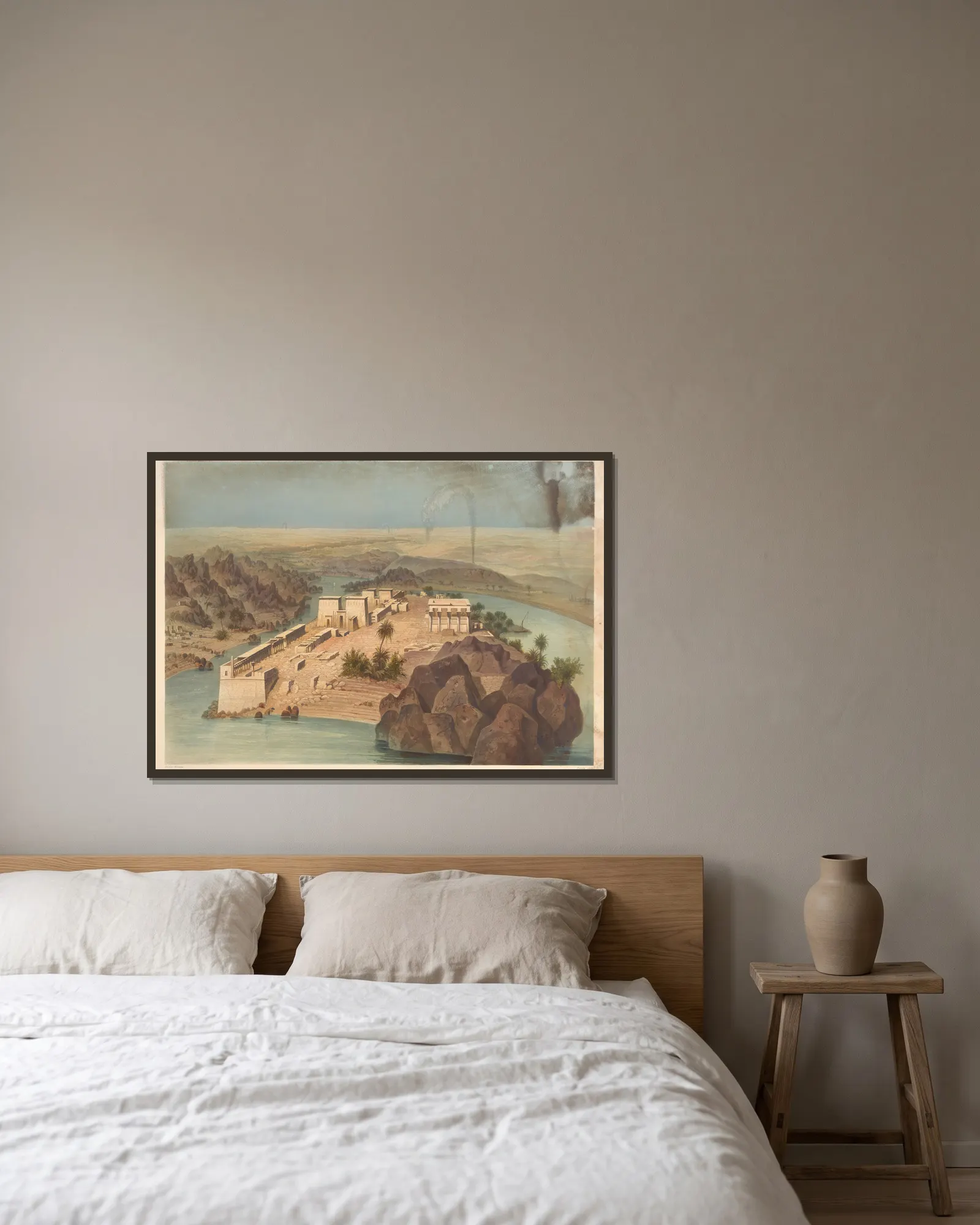 Ile de Philae (Island of Philae) av Hector Horeau inramad på en vägg
