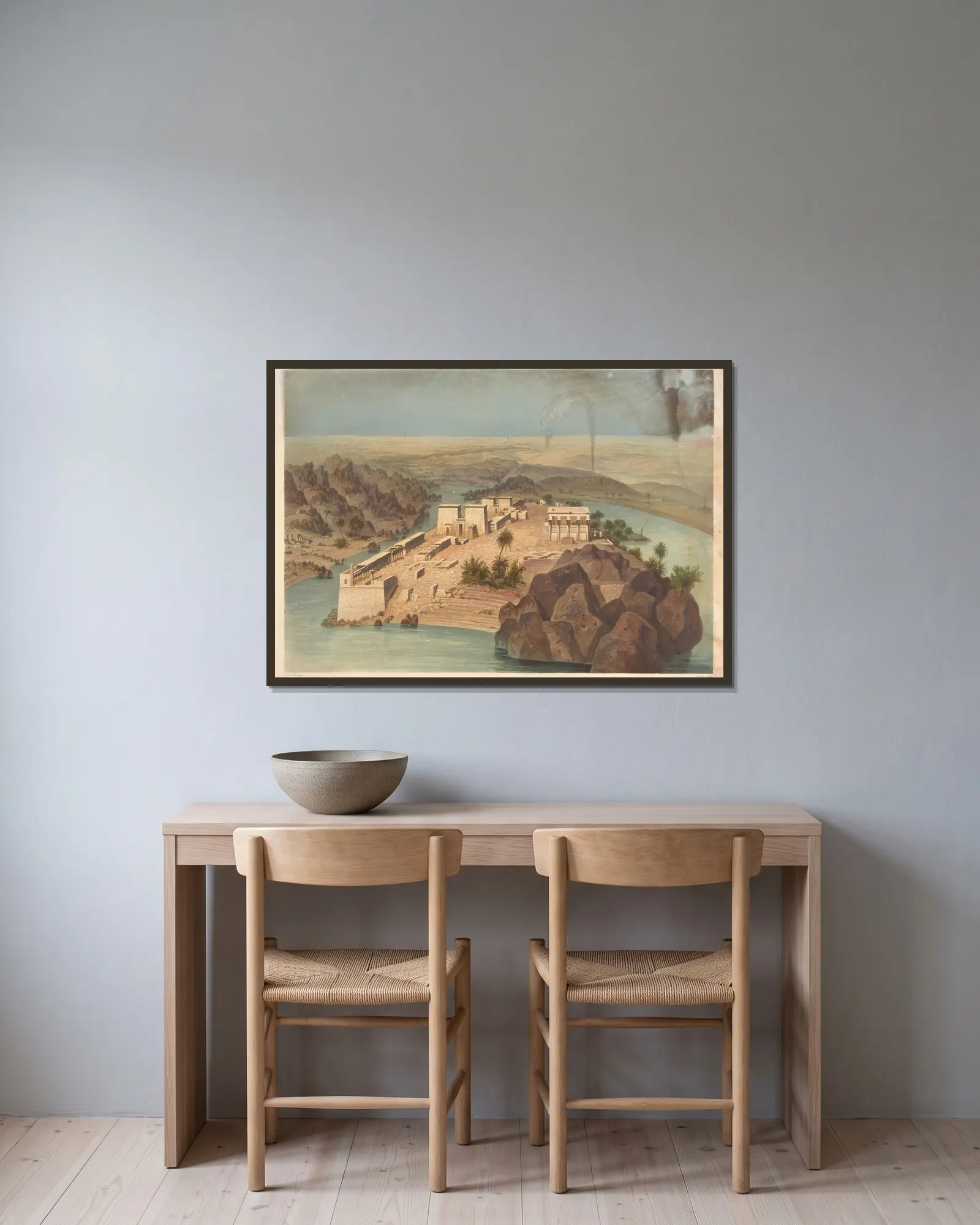 Ile de Philae (Island of Philae) av Hector Horeau inramad på en vägg